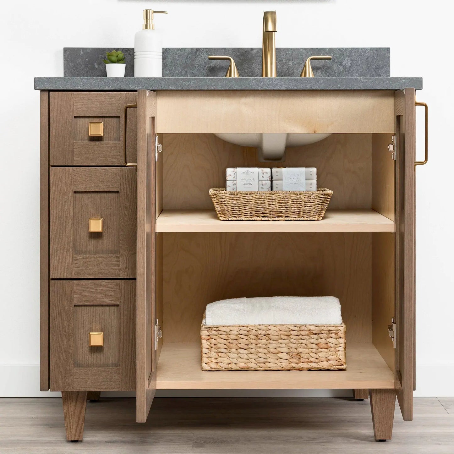 Bridgeport SLIM 36" Almond Coast Bathroom Vanity, Right Sink Teodor Bathroom Vanity Canada