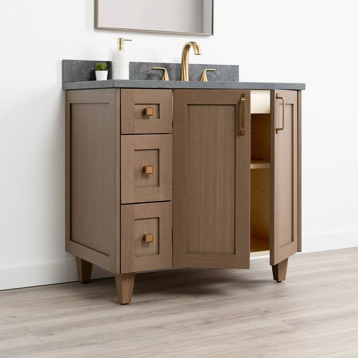 Bridgeport SLIM 36" Almond Coast Bathroom Vanity, Right Sink Teodor Bathroom Vanity Canada