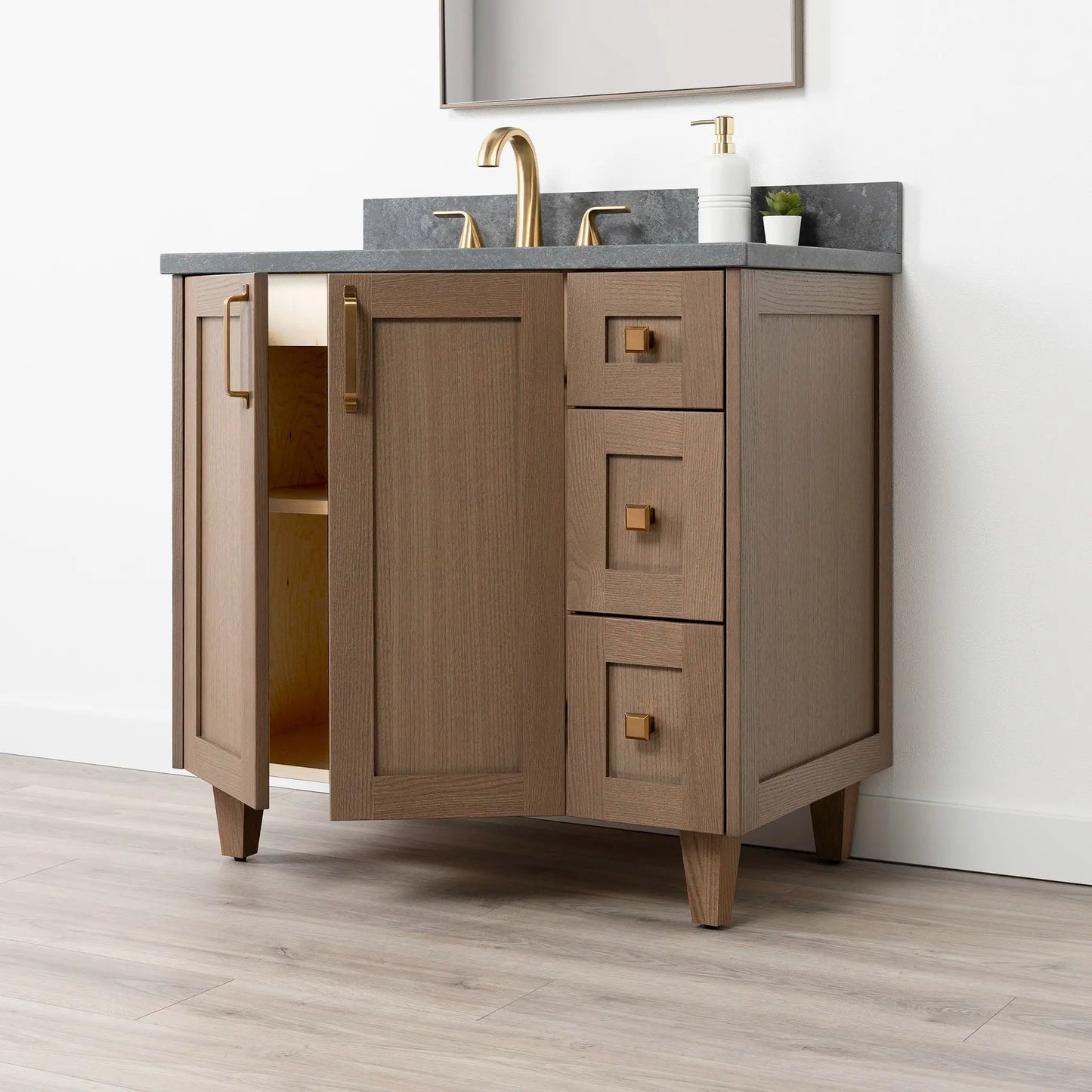 Bridgeport SLIM 36" Almond Coast Bathroom Vanity, Left Sink Teodor Bathroom Vanity Canada