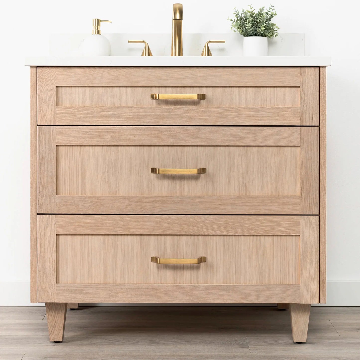 Bridgeport SLIM 36" White Oak Bathroom Vanity - All Drawers Teodor Bathroom Vanity Canada