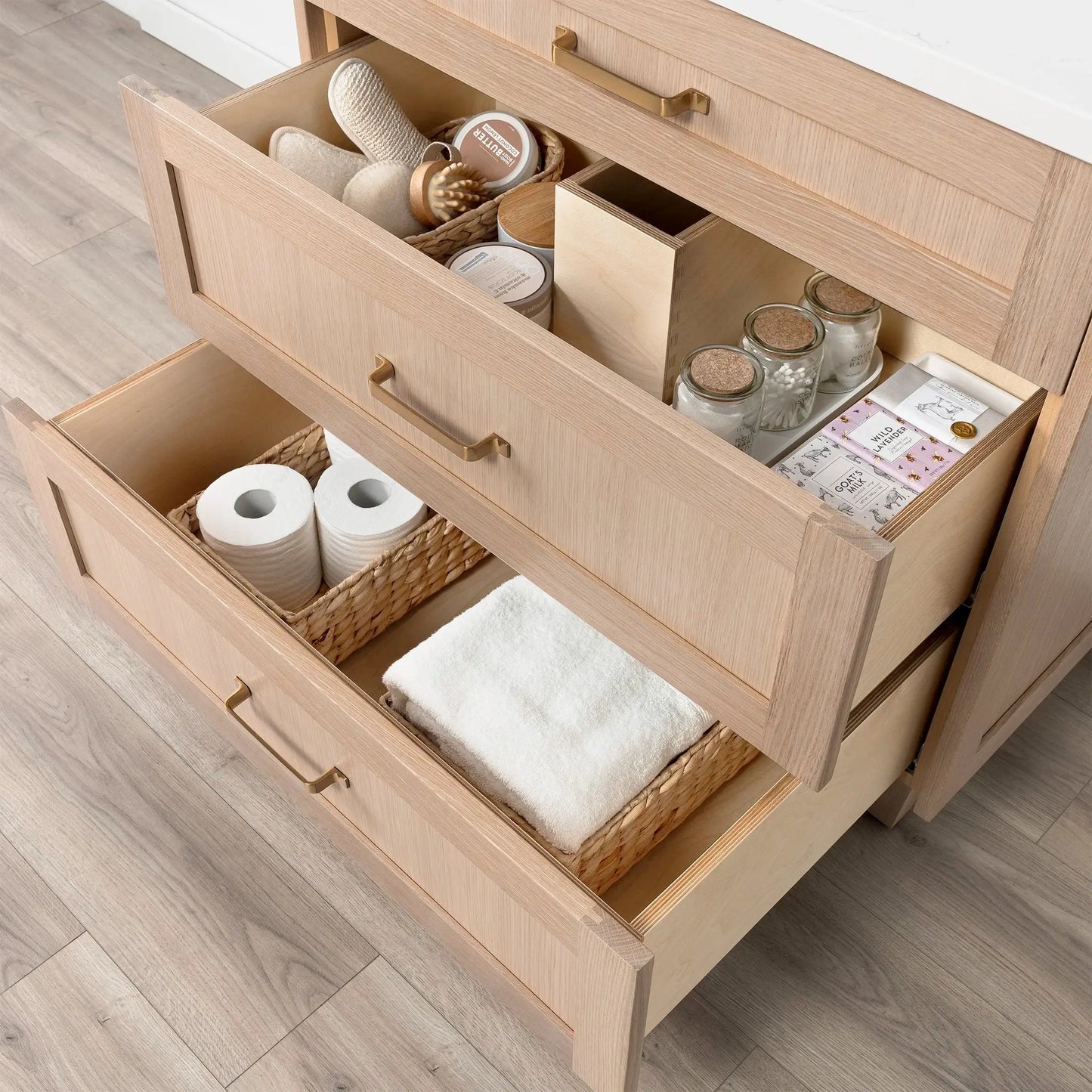Bridgeport SLIM 36" White Oak Bathroom Vanity - All Drawers Teodor Bathroom Vanity Canada