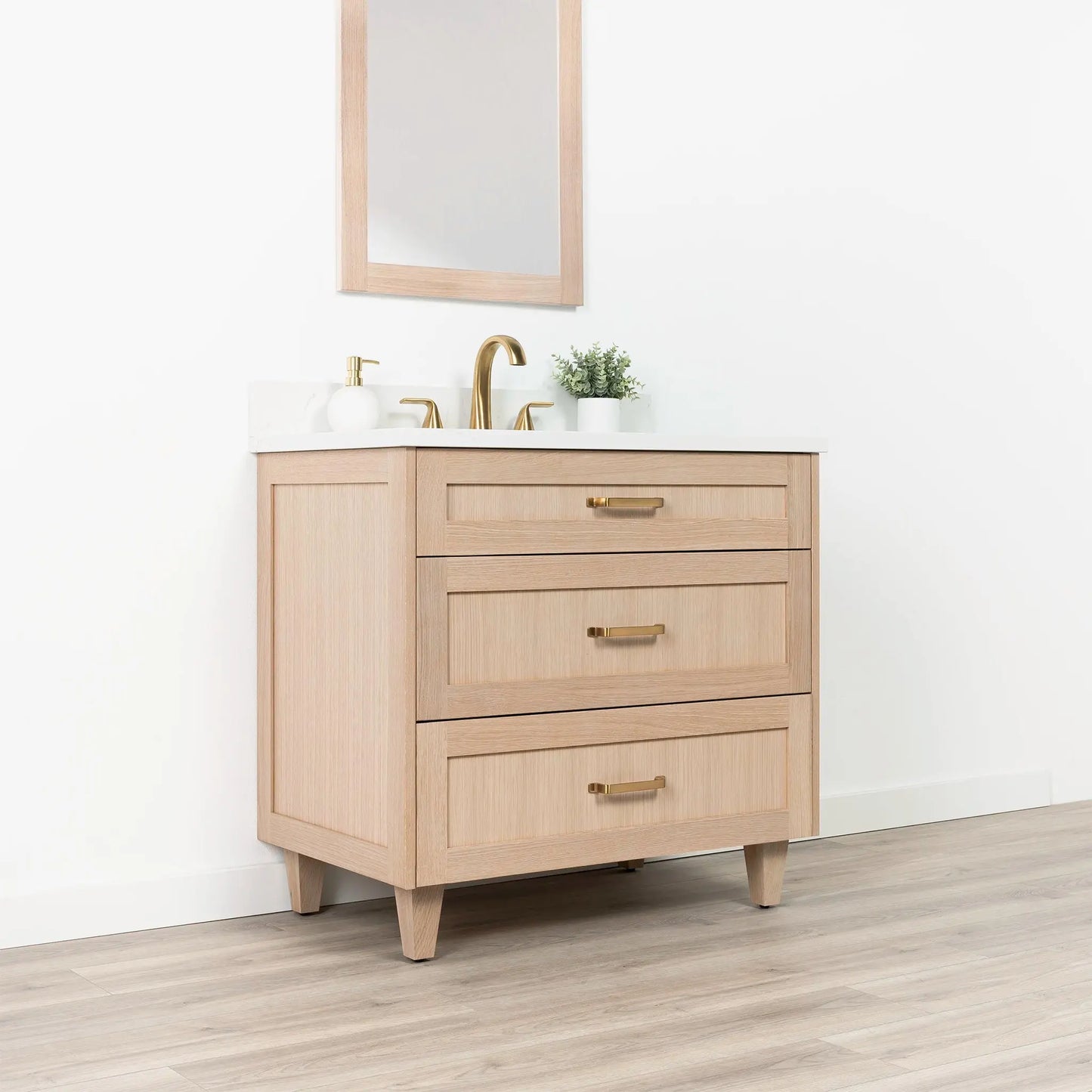 Bridgeport SLIM 36" White Oak Bathroom Vanity - All Drawers Teodor Bathroom Vanity Canada