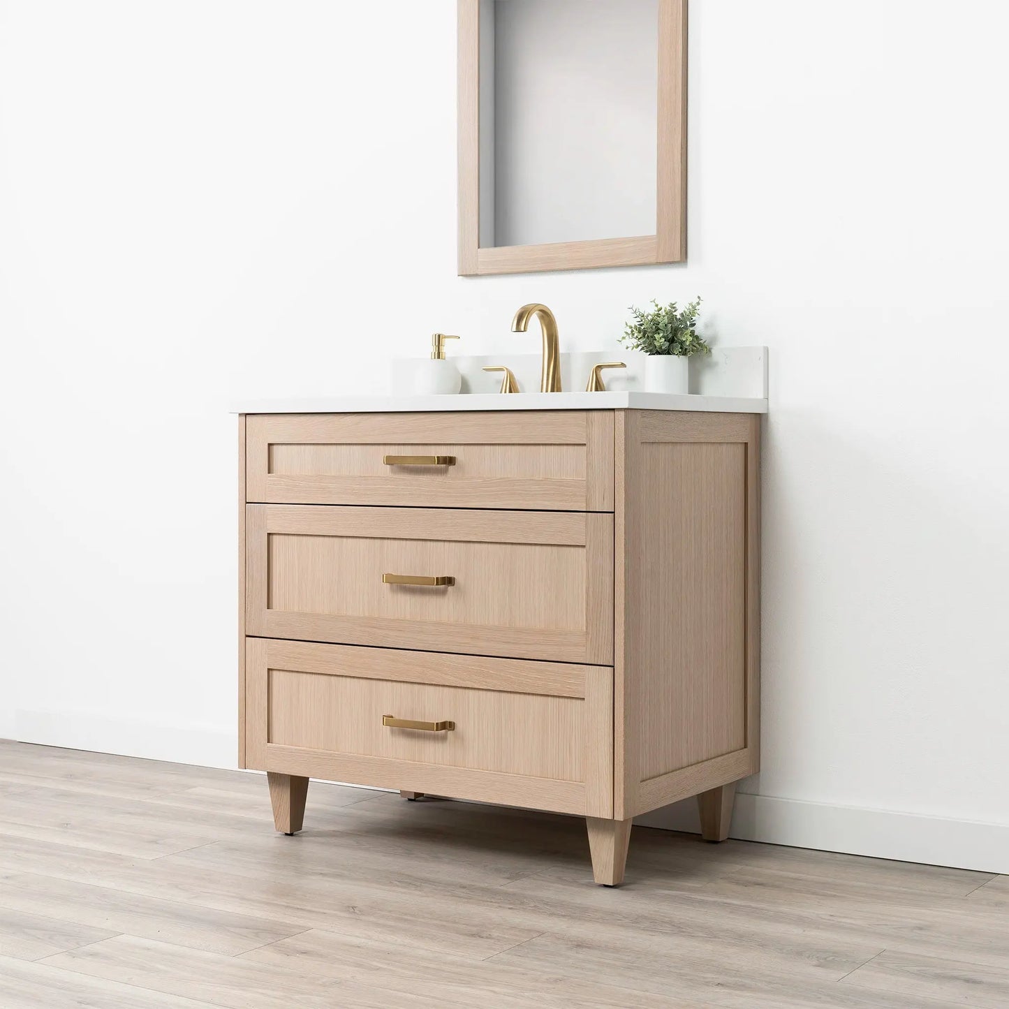 Bridgeport SLIM 36" White Oak Bathroom Vanity - All Drawers Teodor Bathroom Vanity Canada