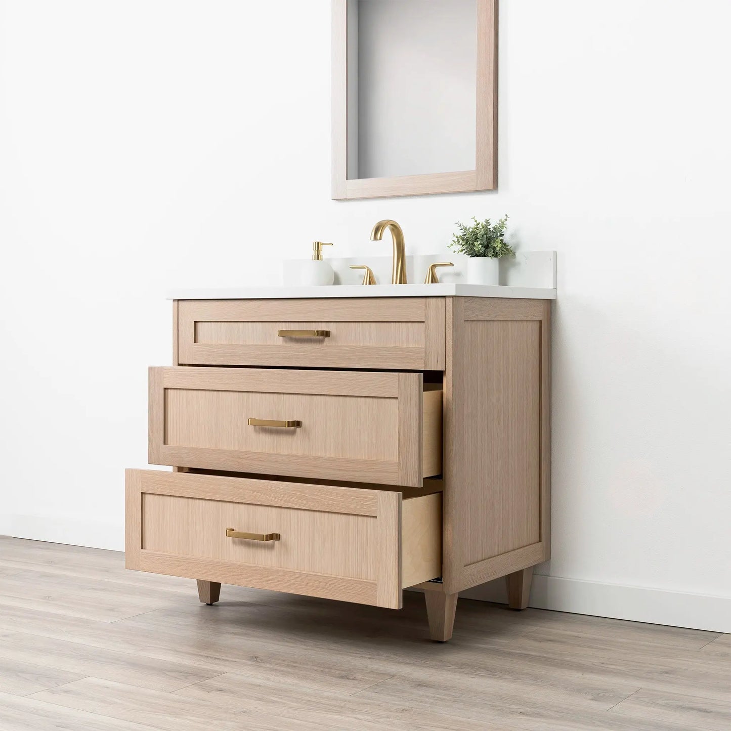 Bridgeport SLIM 36" White Oak Bathroom Vanity - All Drawers Teodor Bathroom Vanity Canada