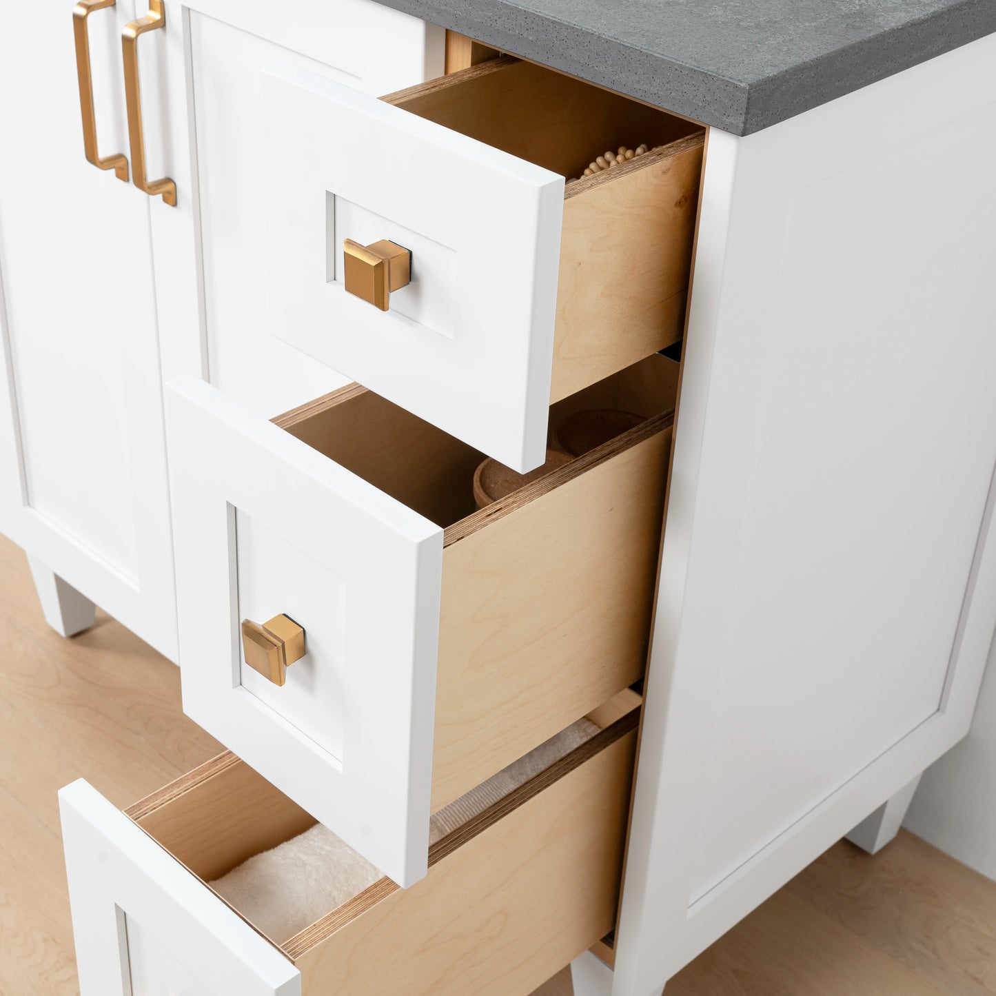 Bridgeport SLIM 36" Satin White Bathroom Vanity, Left Sink