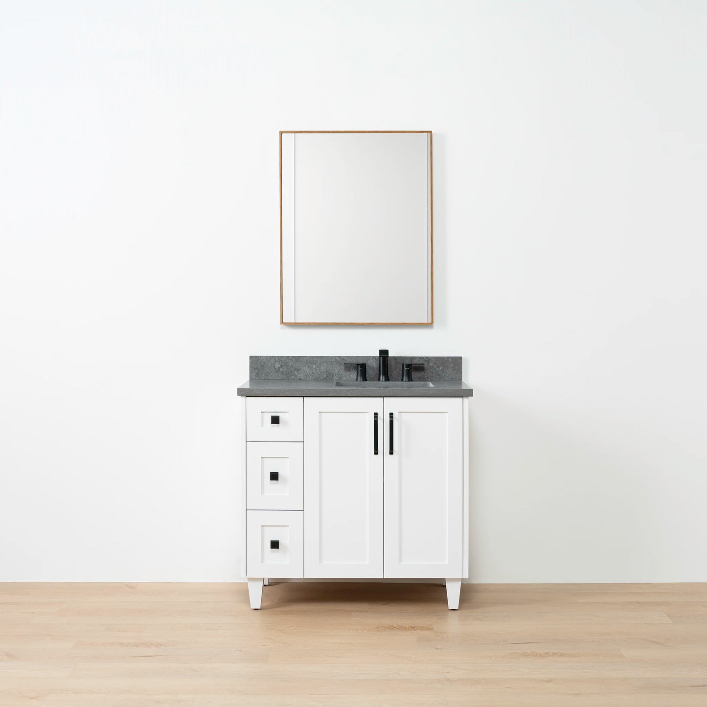 Bridgeport SLIM 36" Satin White Bathroom Vanity, Right Sink