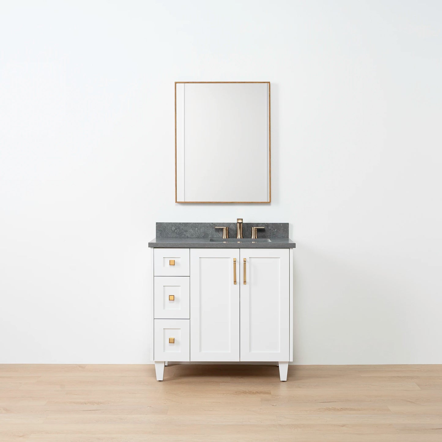 Bridgeport SLIM 36" Satin White Bathroom Vanity, Right Sink