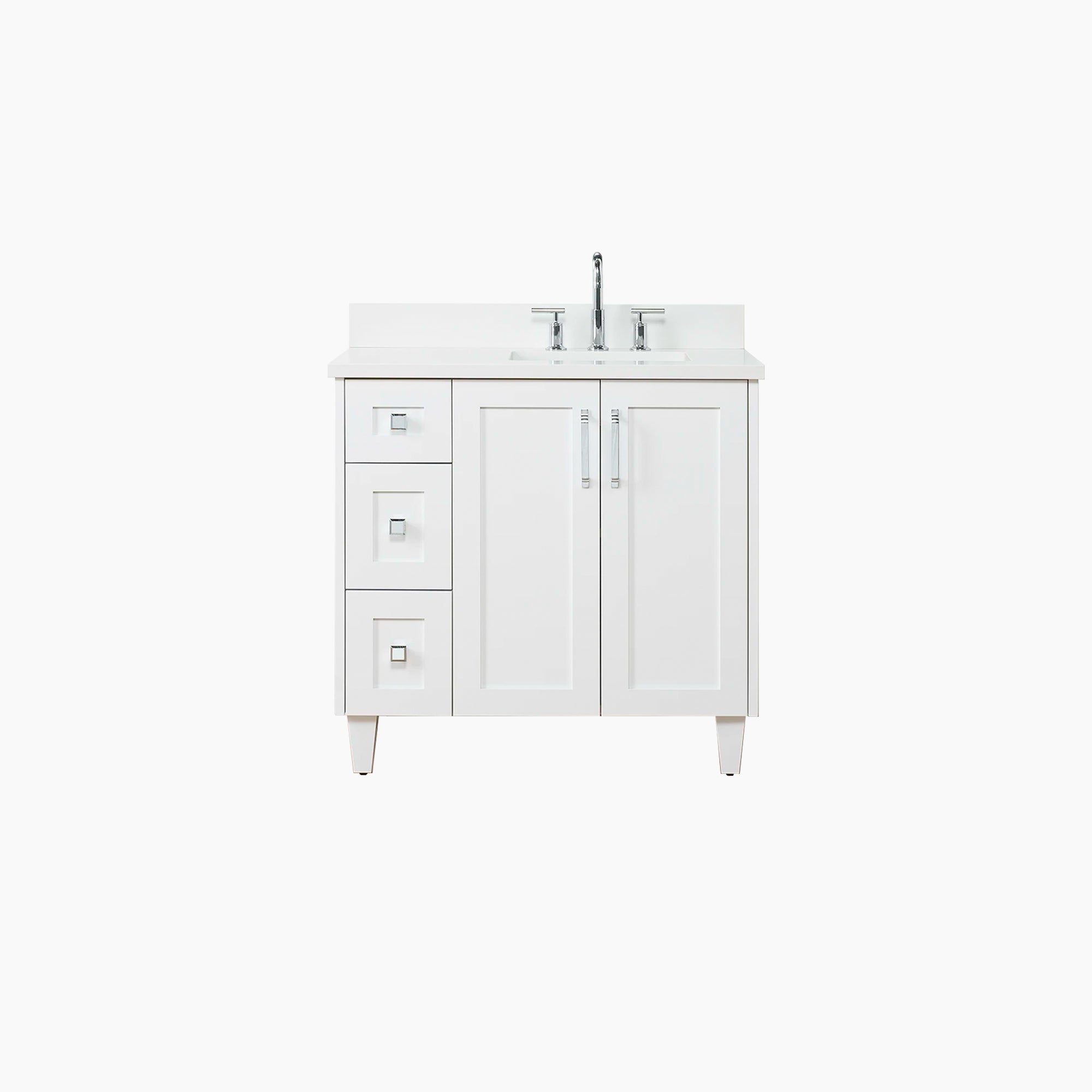 Bridgeport SLIM 36 Satin White Bathroom Vanity, Right Sink