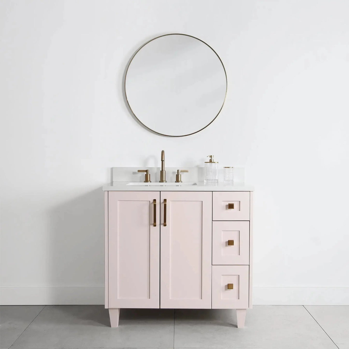 Bridgeport 36", Teodor® Champagne Pink Vanity, Left Sink Teodor Bathroom VanityCanada
