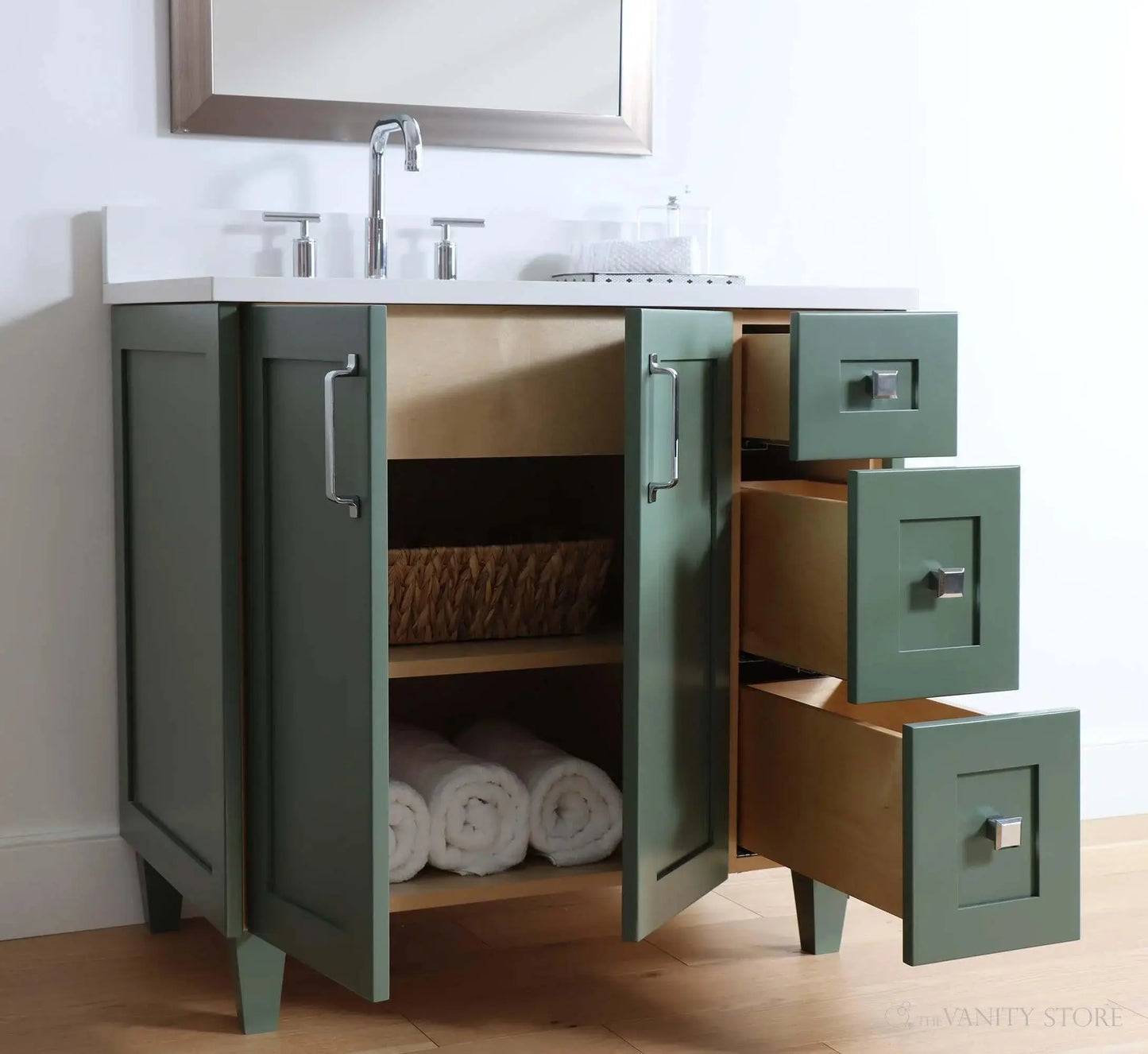 Bridgeport SLIM 36" Sage Green Bathroom Vanity, Left Sink Teodor Bathroom Vanity Canada