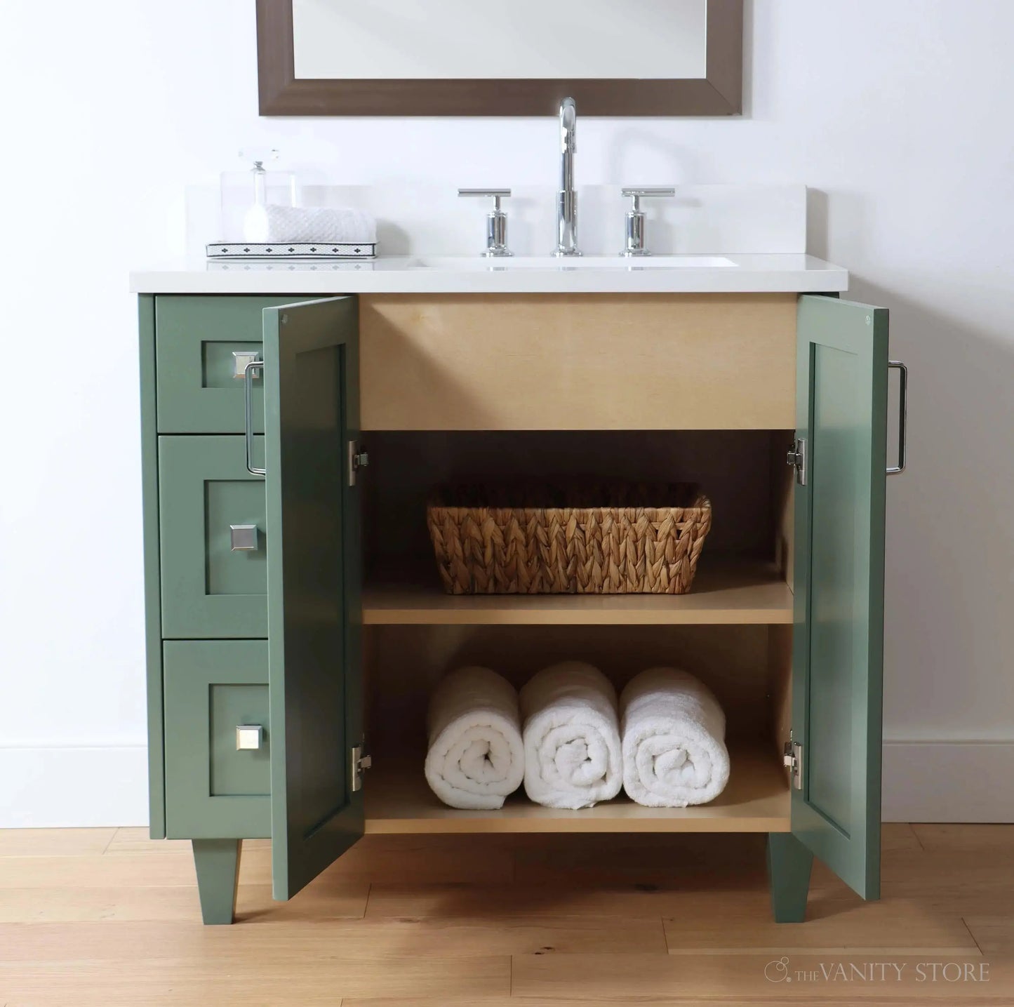 Bridgeport SLIM 36" Sage Green Bathroom Vanity, Right Sink Teodor Bathroom Vanity Canada