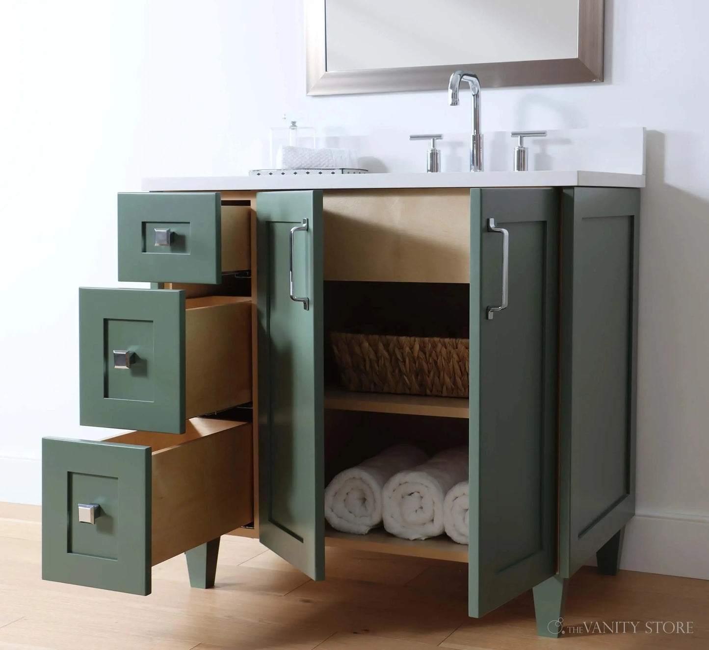Bridgeport SLIM 36" Sage Green Bathroom Vanity, Right Sink Teodor Bathroom Vanity Canada