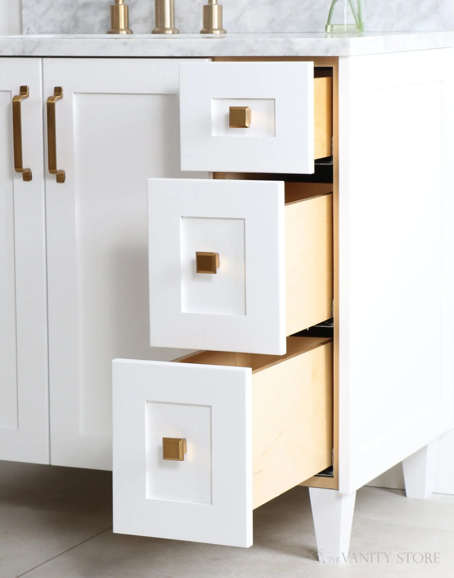 Bridgeport 36" Satin White Bathroom Vanity, Left Sink