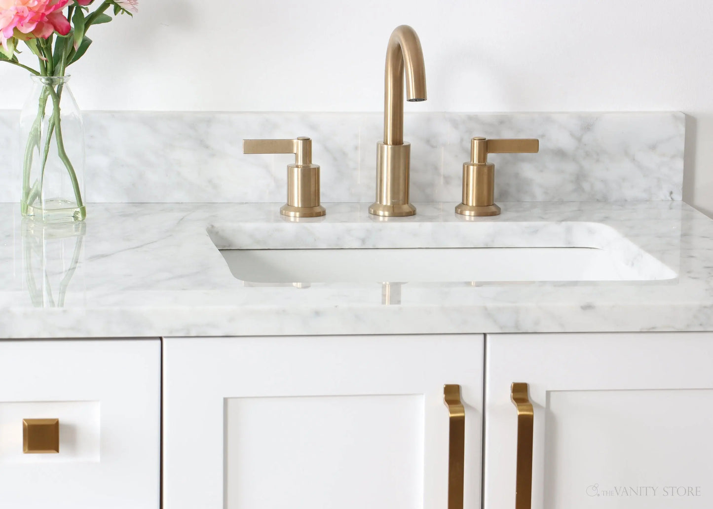 Bridgeport 36" Satin White Bathroom Vanity, Right Sink