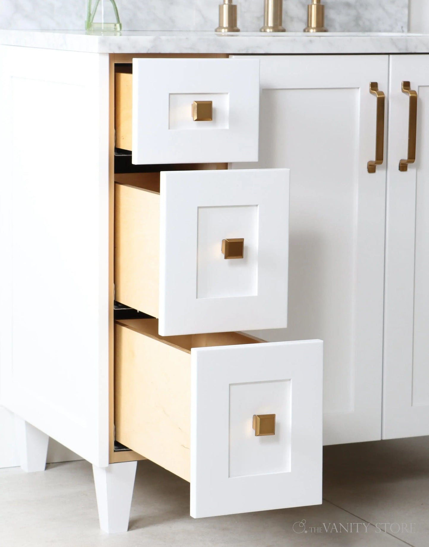 Bridgeport 36" Satin White Bathroom Vanity, Right Sink