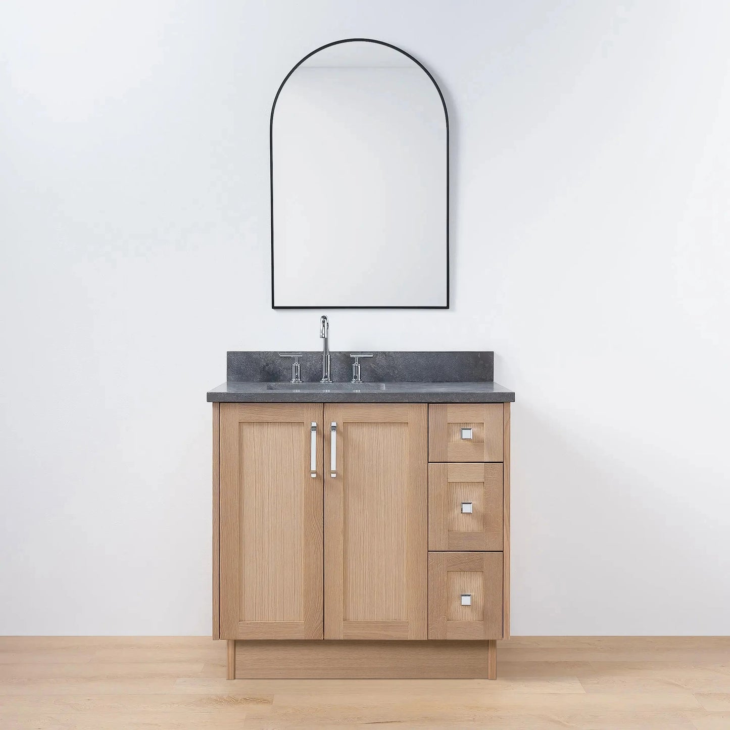 Bridgeport SLIM 36" White Oak Bathroom Vanity, Left Sink