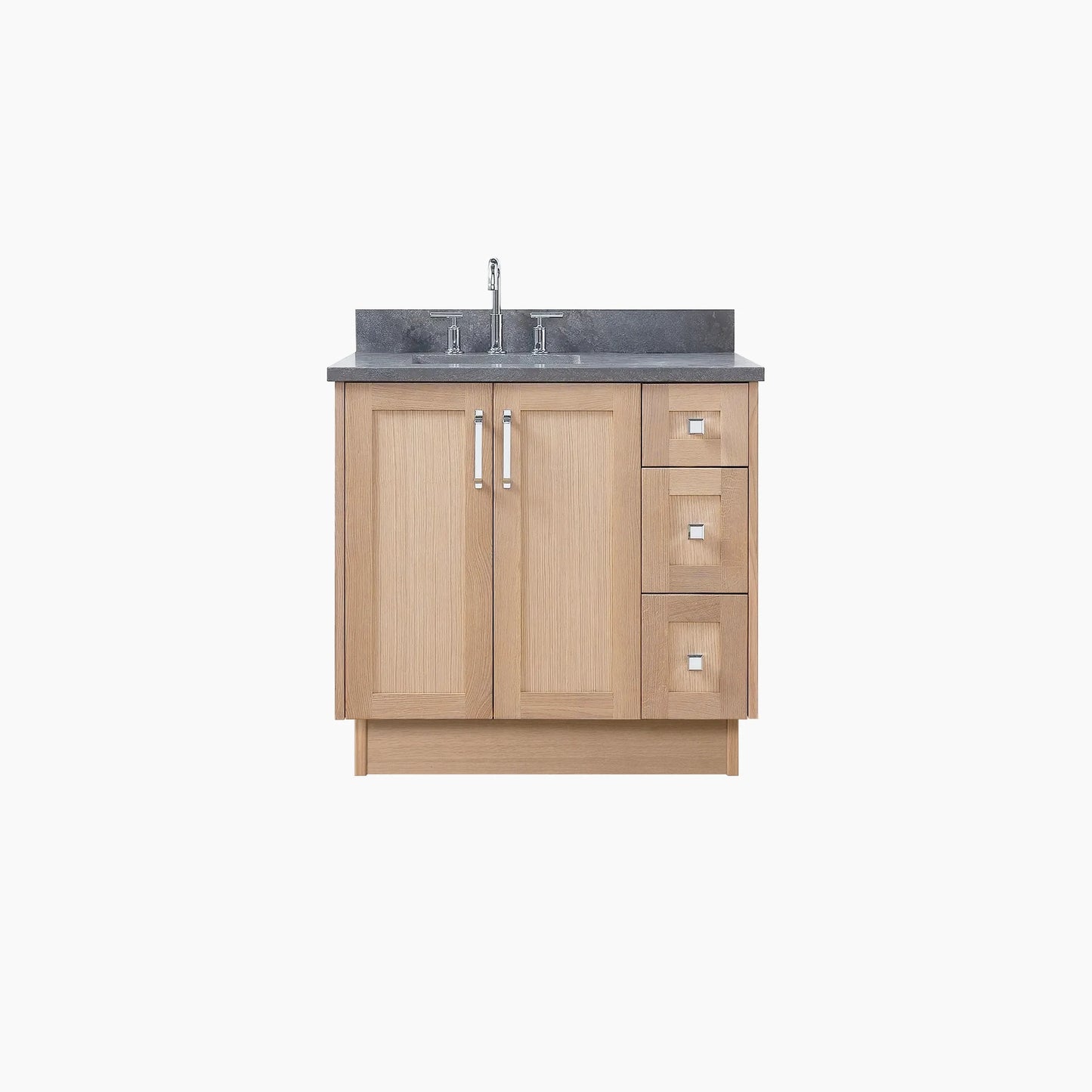 Bridgeport SLIM 36" White Oak Bathroom Vanity, Left Sink