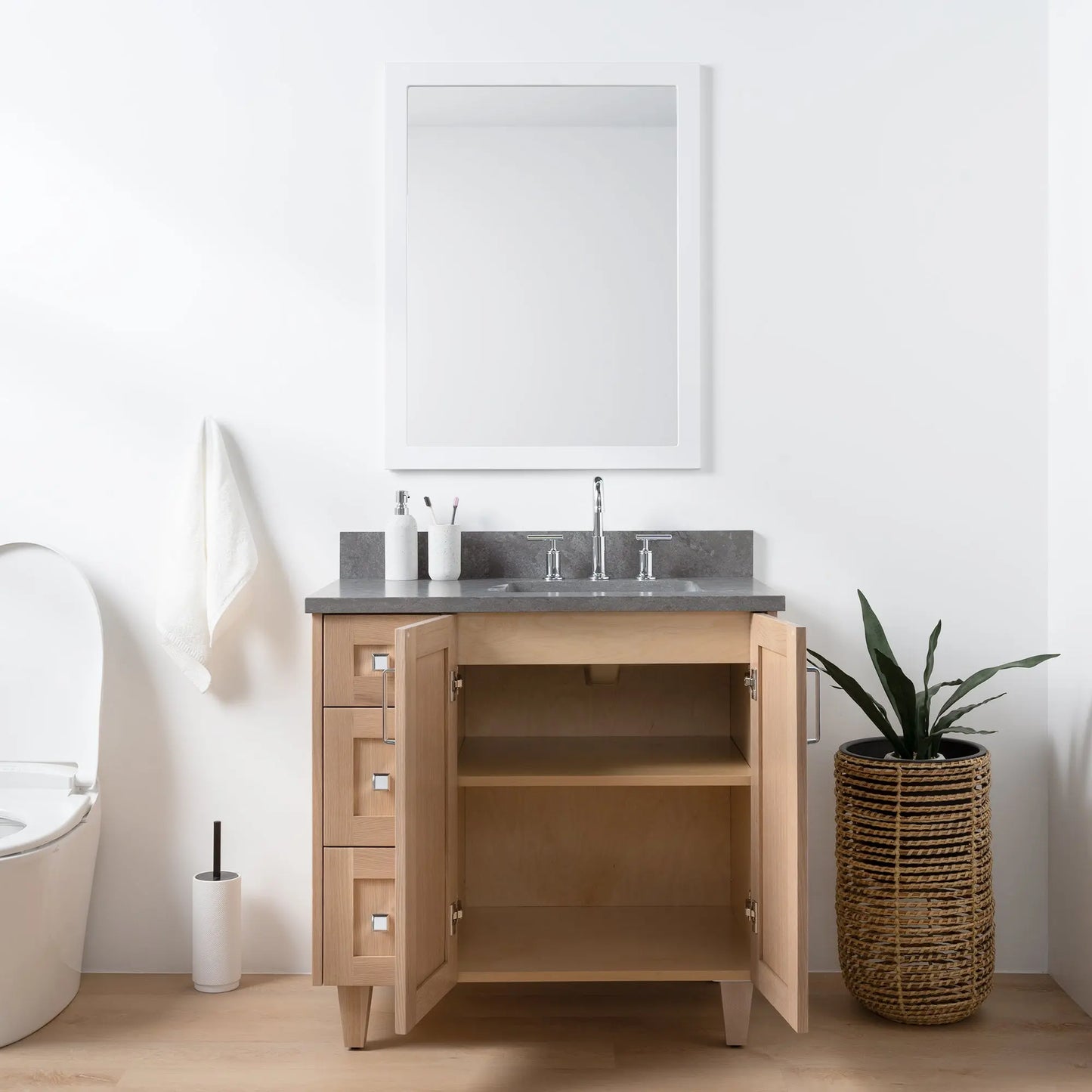 Bridgeport 36", Teodor® White Oak Vanity, Right Sink Teodor Bathroom VanityCanada