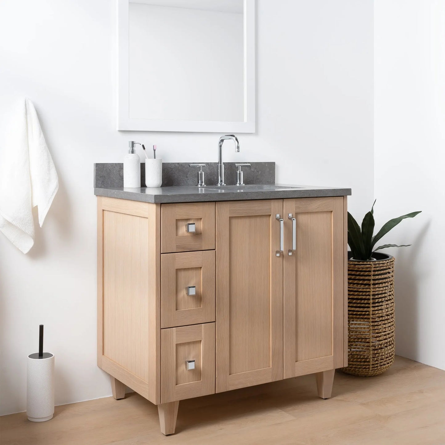 Bridgeport 36", Teodor® White Oak Vanity, Right Sink Teodor Bathroom VanityCanada