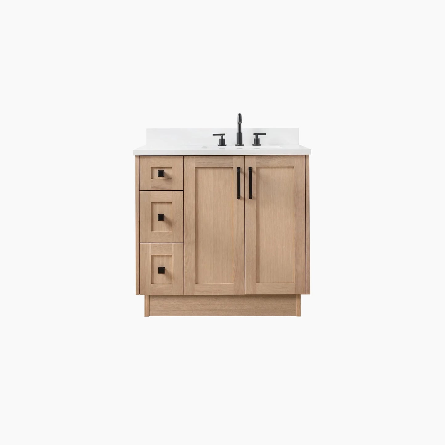Bridgeport SLIM 36" White Oak Bathroom Vanity, Right Sink