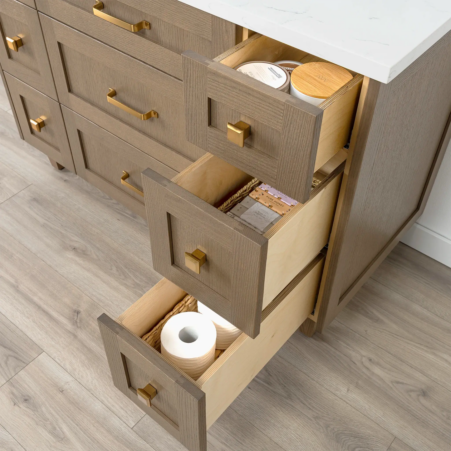Bridgeport SLIM 48" Almond Coast Bathroom Vanity - All Drawers Teodor Bathroom Vanity Canada