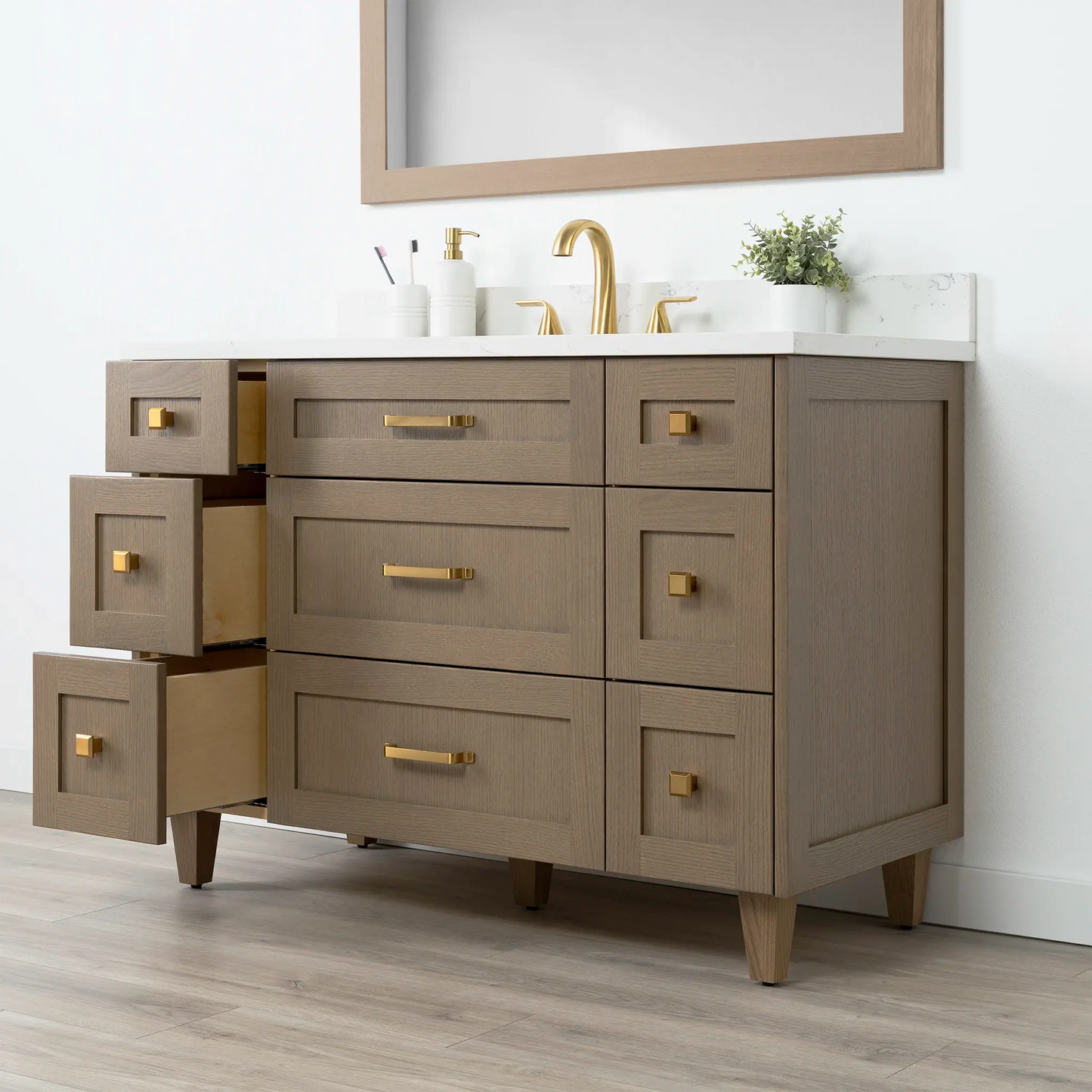Bridgeport SLIM 48" Almond Coast Bathroom Vanity - All Drawers Teodor Bathroom Vanity Canada