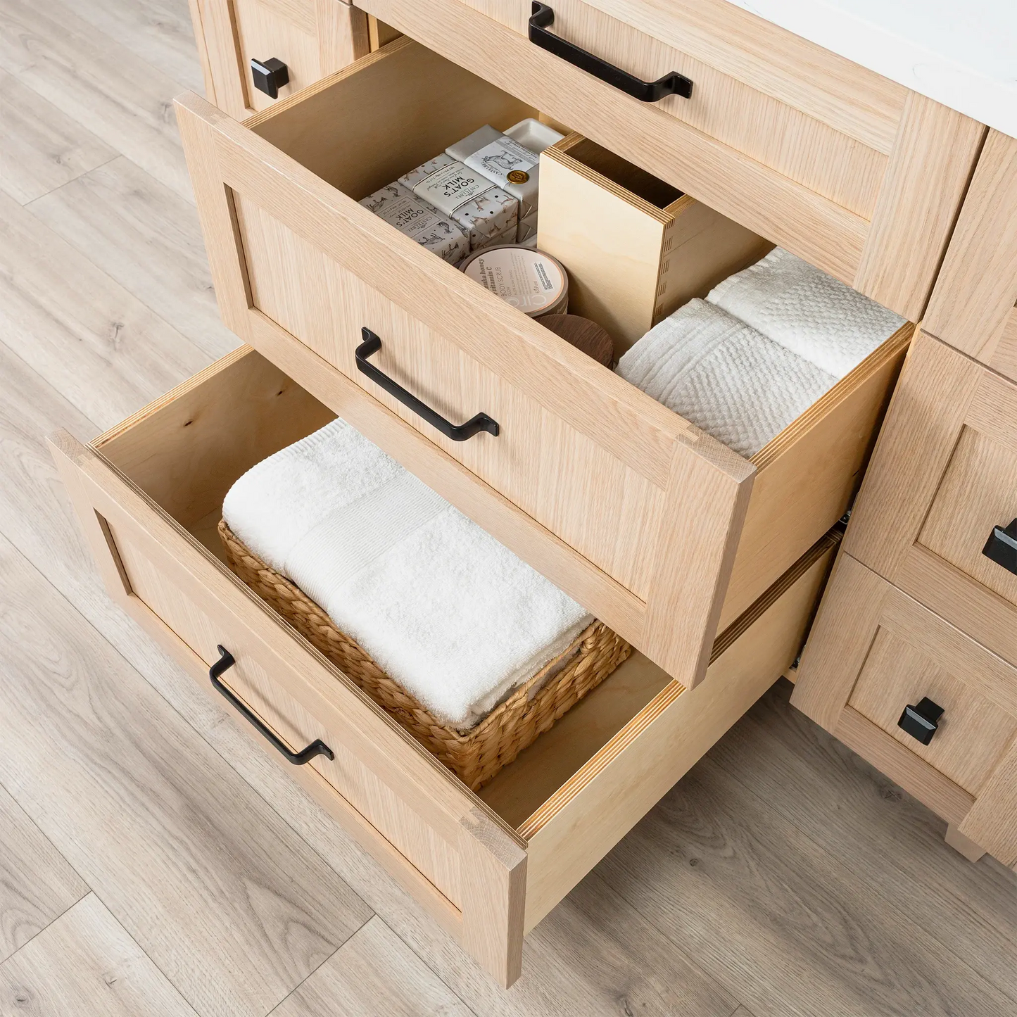 Bridgeport SLIM 48" White Oak Bathroom Vanity - All Drawers Teodor Bathroom Vanity Canada
