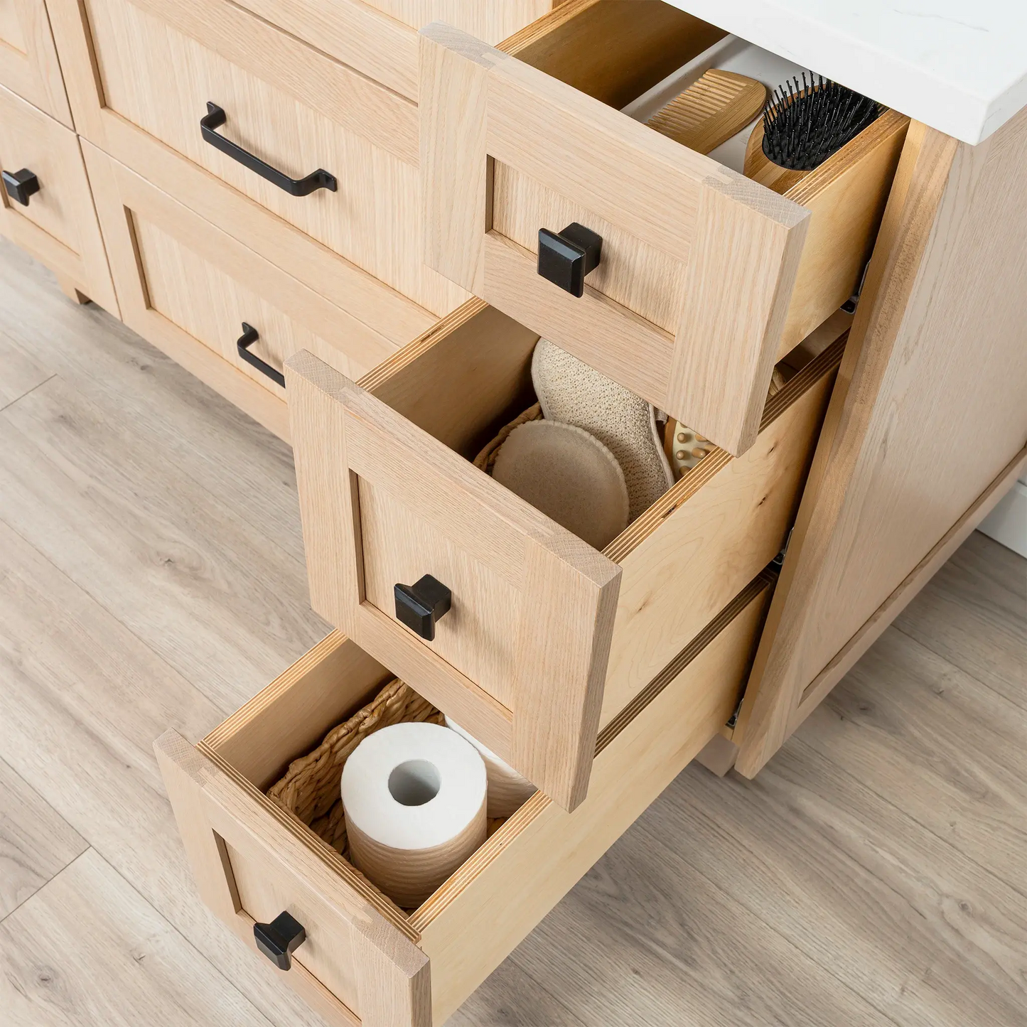 Bridgeport SLIM 48" White Oak Bathroom Vanity - All Drawers Teodor Bathroom Vanity Canada