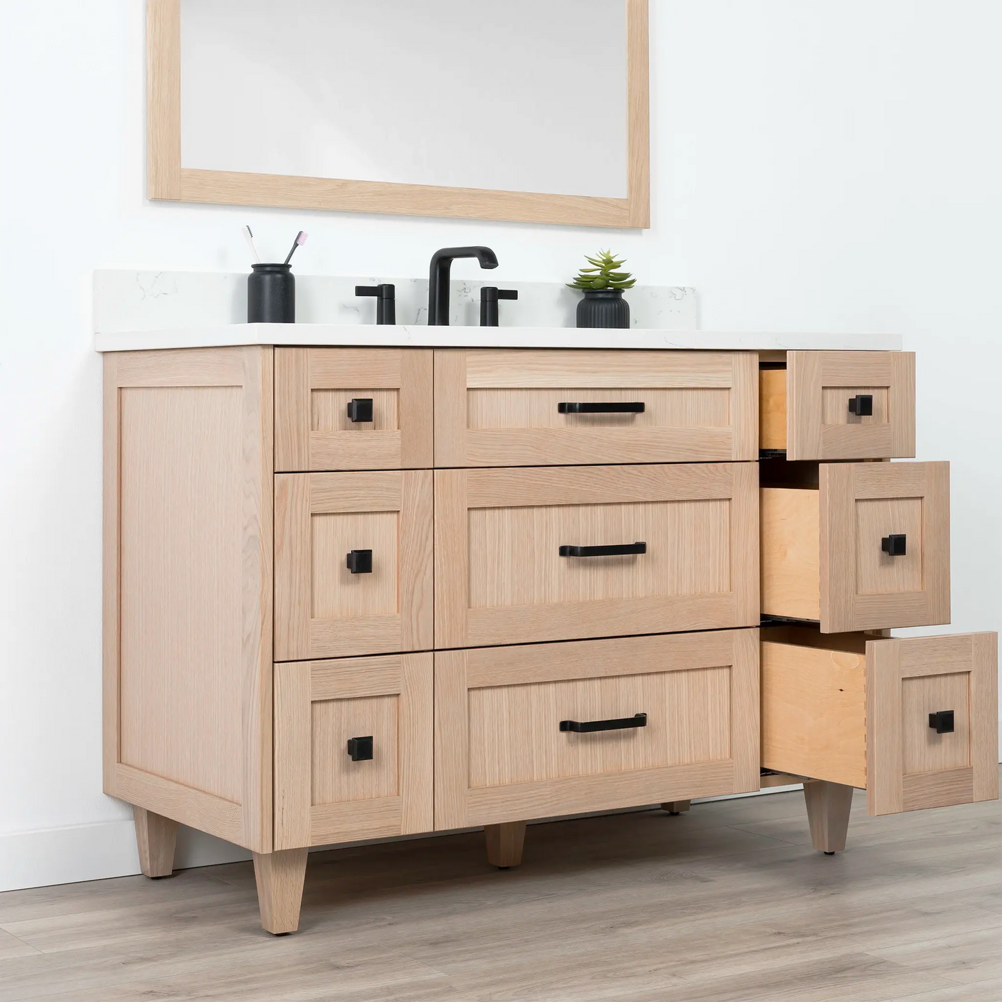 Bridgeport SLIM 48" White Oak Bathroom Vanity - All Drawers Teodor Bathroom Vanity Canada