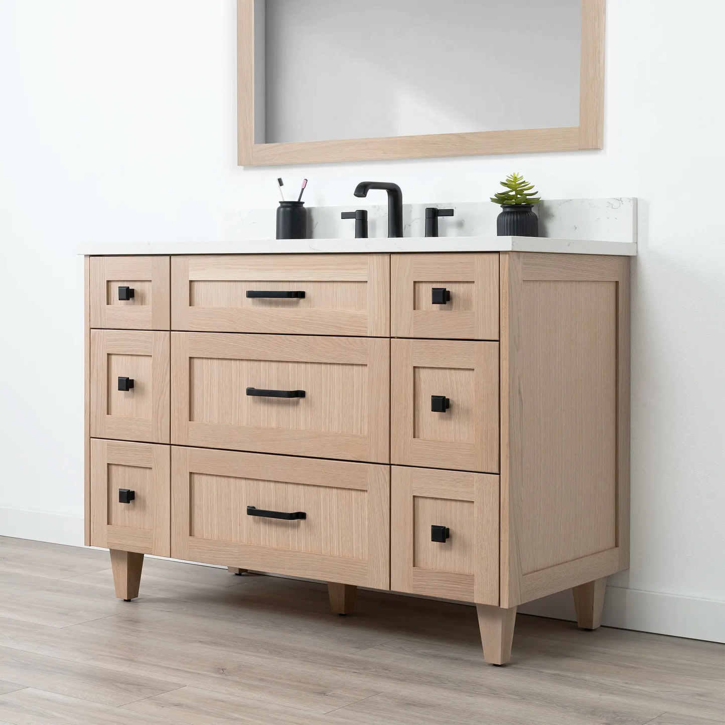 Bridgeport SLIM 48" White Oak Bathroom Vanity - All Drawers Teodor Bathroom Vanity Canada