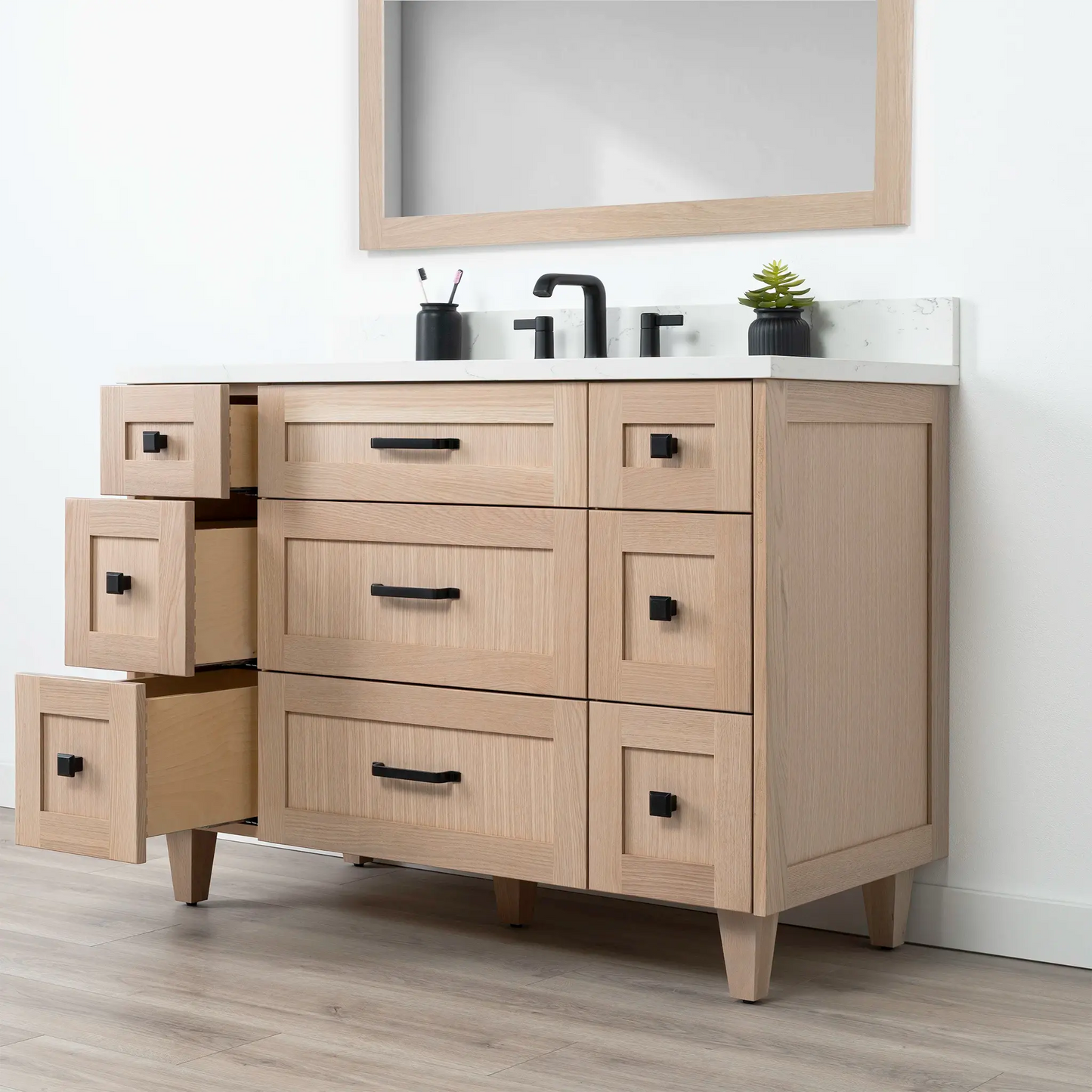 Bridgeport SLIM 48" White Oak Bathroom Vanity - All Drawers Teodor Bathroom Vanity Canada