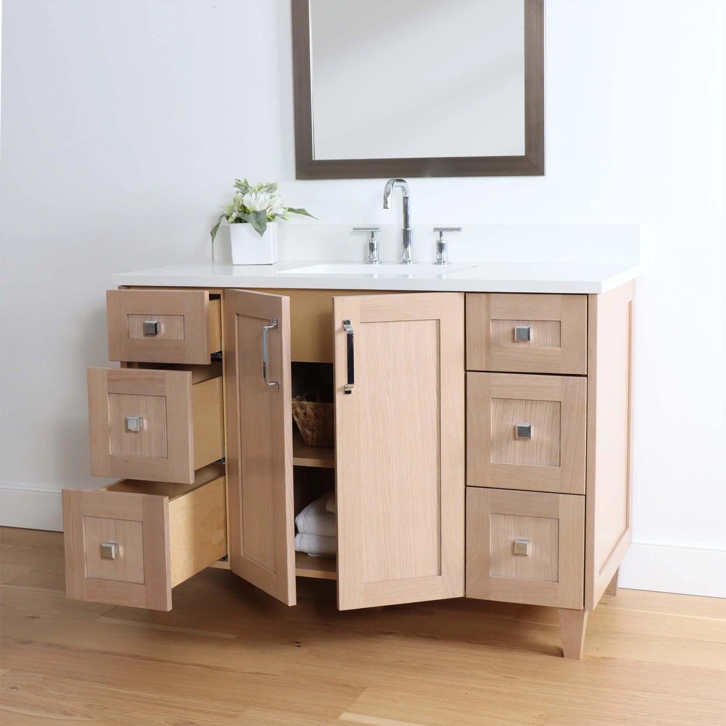 Bridgeport 48" White Oak Bathroom Vanity