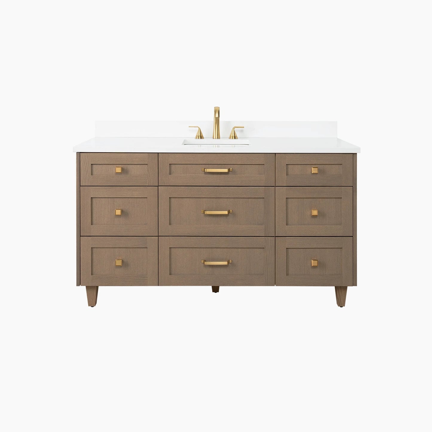 Bridgeport 60" Almond Coast Bathroom Vanity - All Drawers