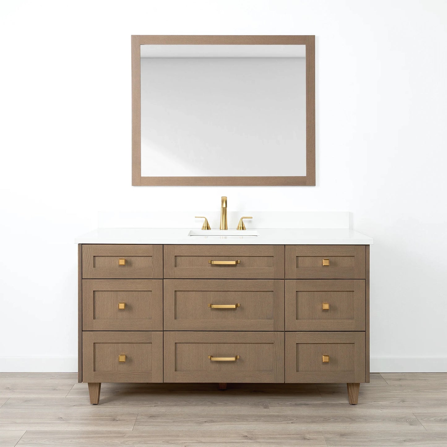 Bridgeport 60" Almond Coast Bathroom Vanity - All Drawers