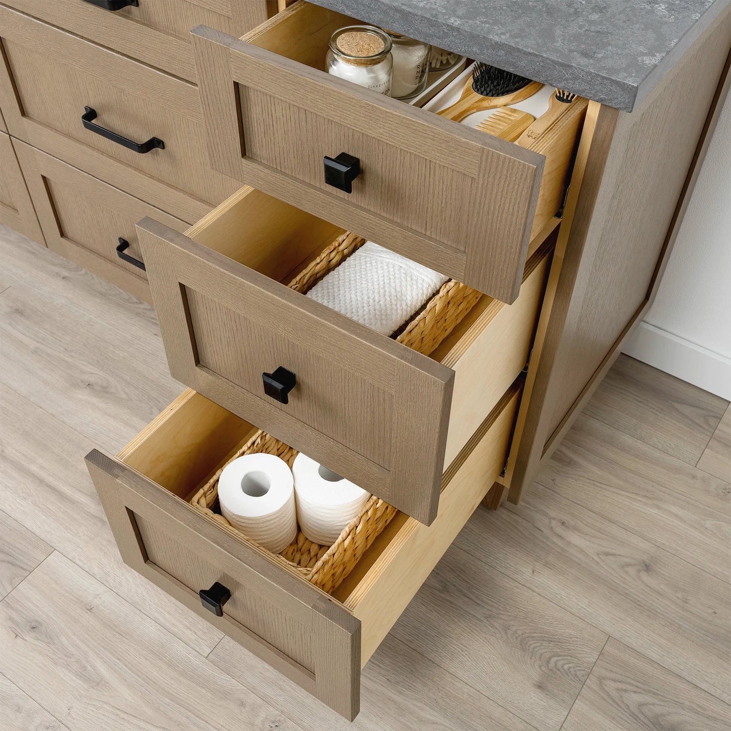 Bridgeport 60" Almond Coast Bathroom Vanity - All Drawers