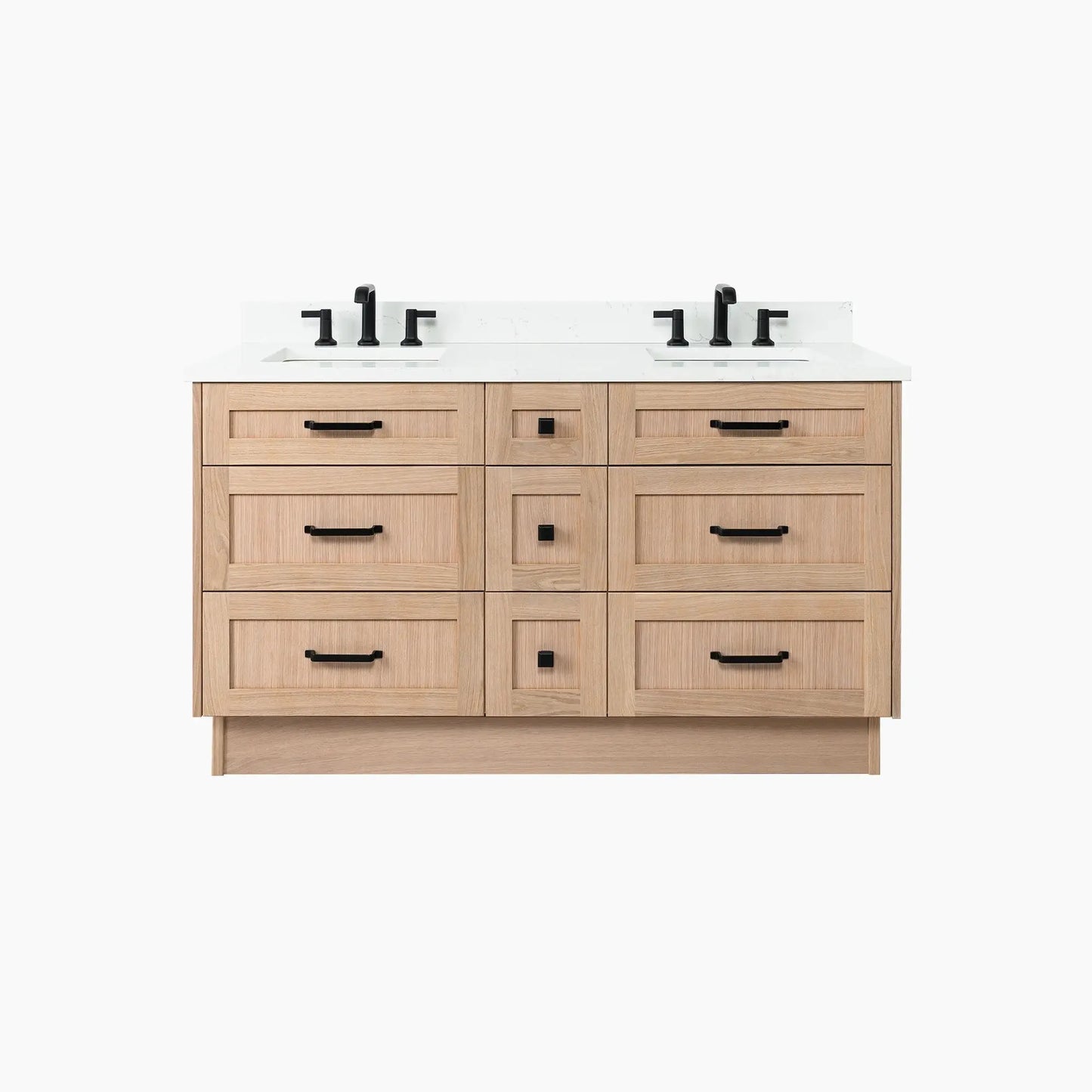 Bridgeport SLIM 60" White Oak Bathroom Vanity, Double Sink - All Drawers Teodor Bathroom Vanity Canada