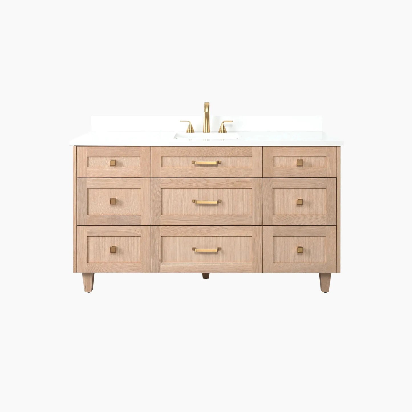 Bridgeport SLIM 60" White Oak Bathroom Vanity - All Drawers Teodor Bathroom Vanity Canada