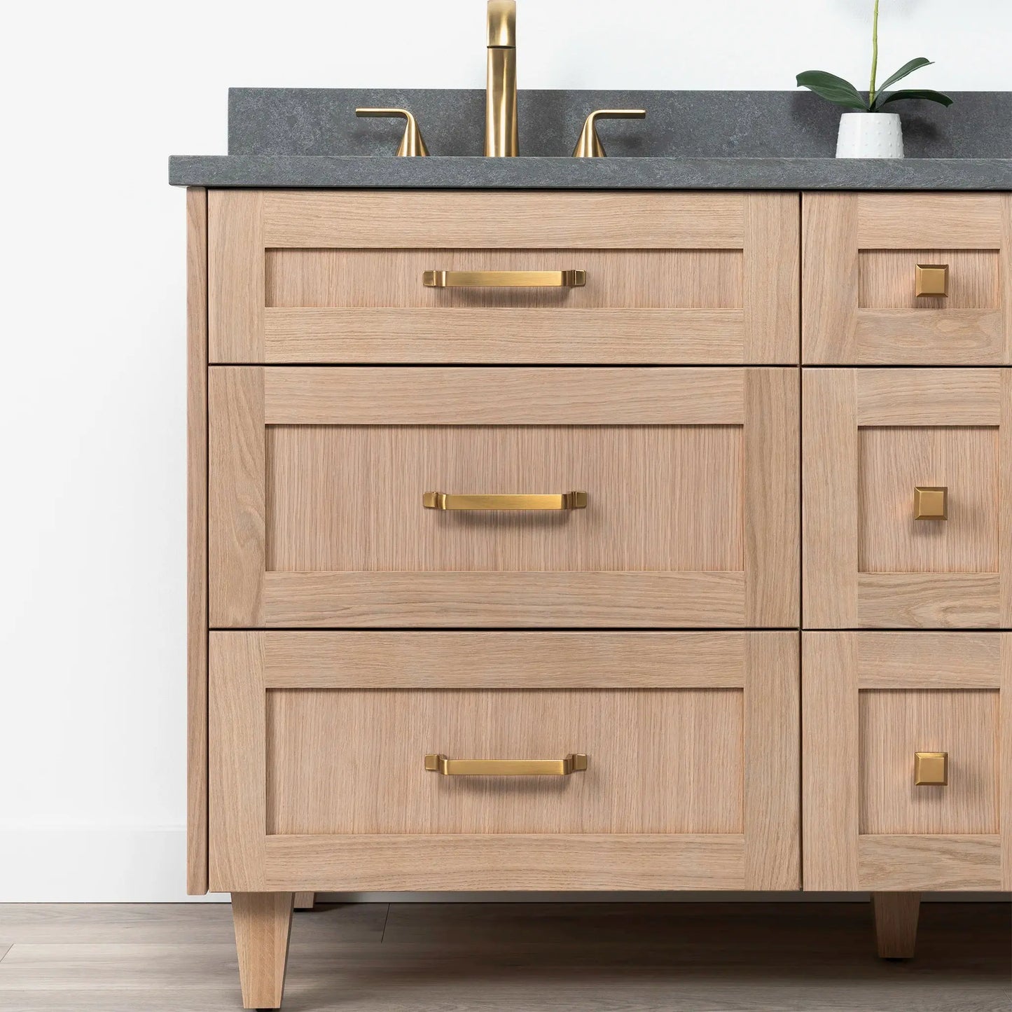 Bridgeport SLIM 60" White Oak Bathroom Vanity, Double Sink - All Drawers Teodor Bathroom Vanity Canada
