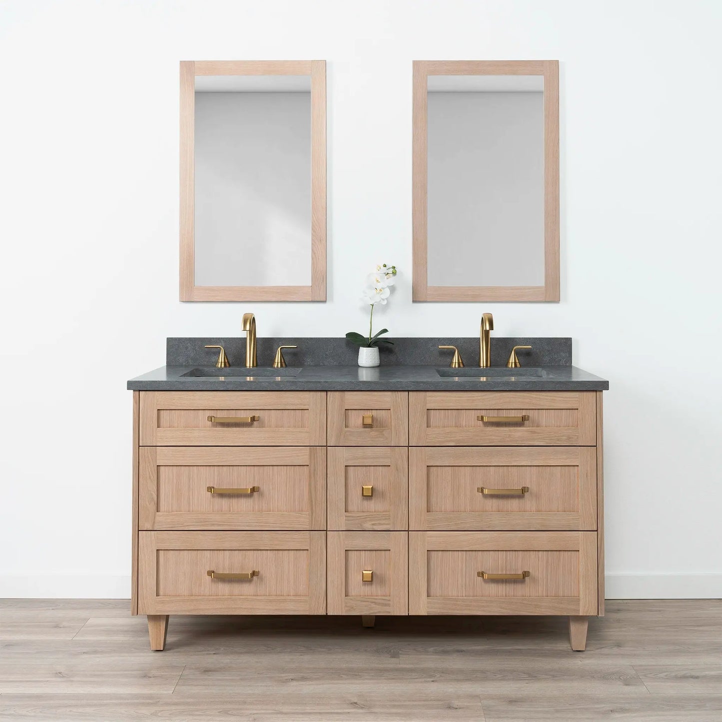Bridgeport SLIM 60" White Oak Bathroom Vanity, Double Sink - All Drawers Teodor Bathroom Vanity Canada