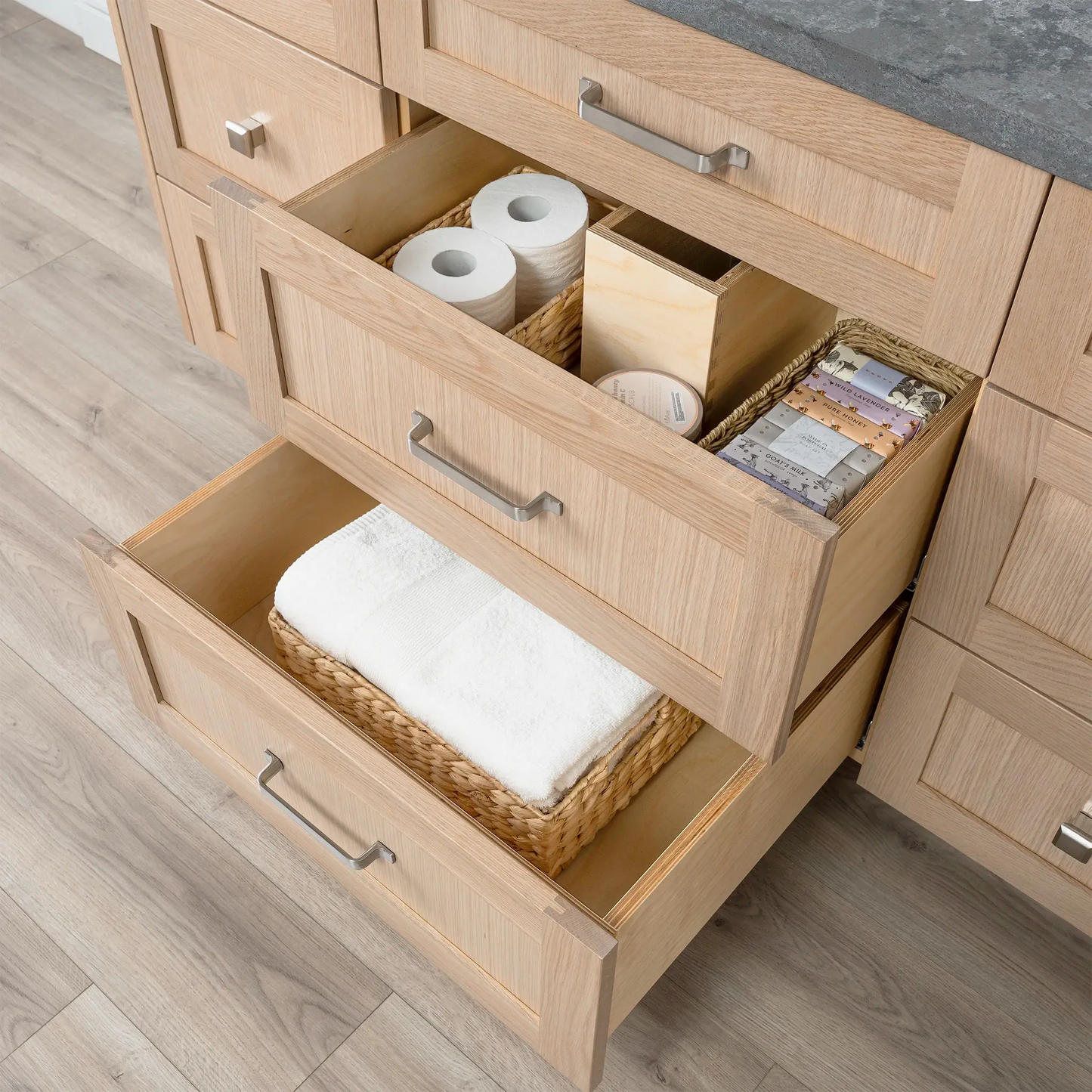 Bridgeport SLIM 60" White Oak Bathroom Vanity - All Drawers Teodor Bathroom Vanity Canada