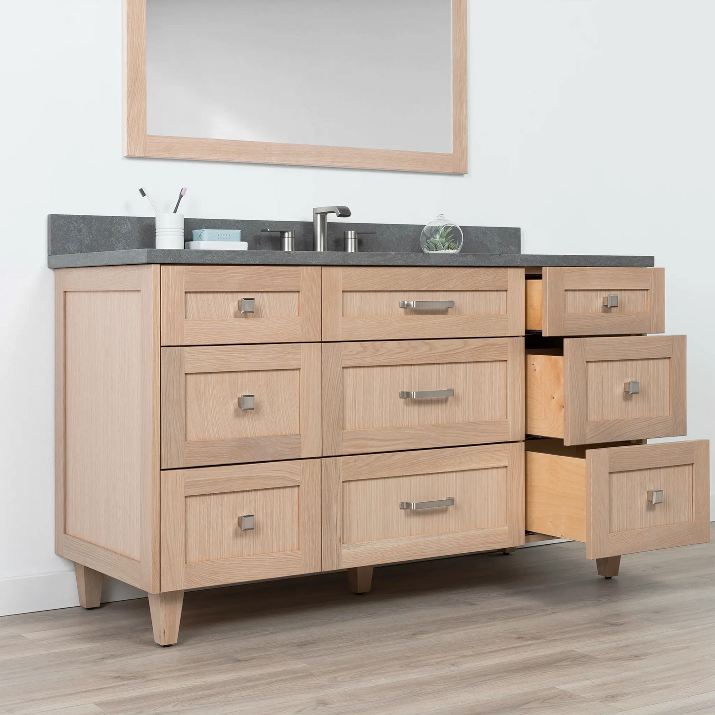 Bridgeport SLIM 60" White Oak Bathroom Vanity - All Drawers Teodor Bathroom Vanity Canada