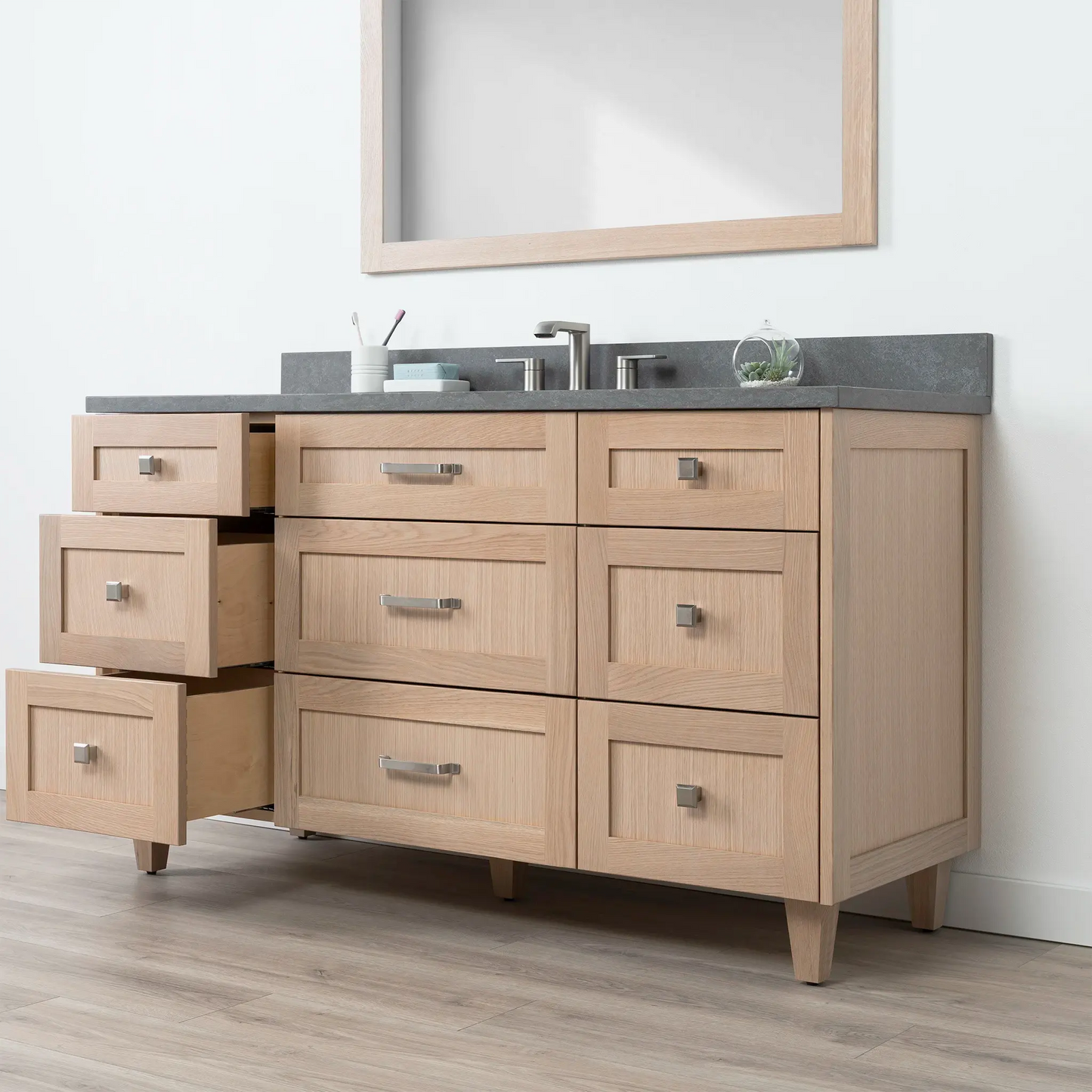 Bridgeport SLIM 60" White Oak Bathroom Vanity - All Drawers Teodor Bathroom Vanity Canada
