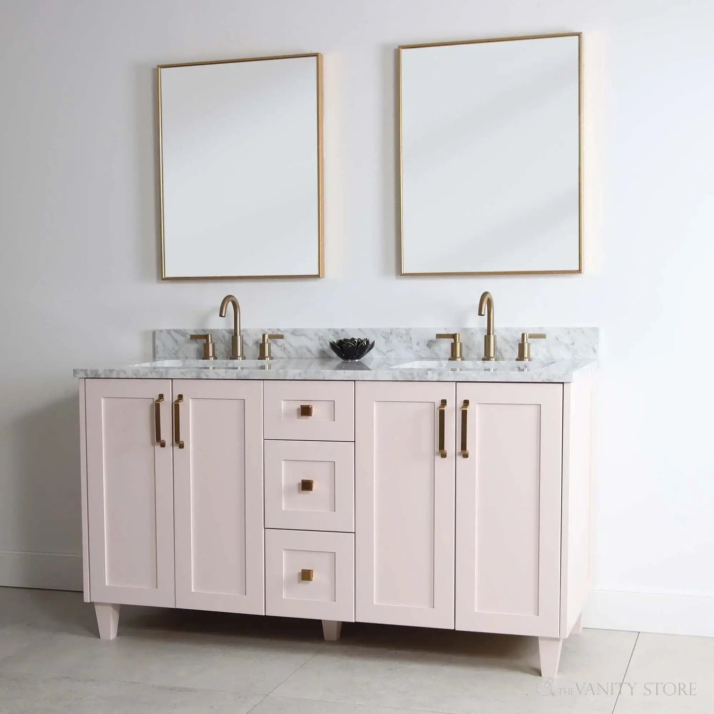 Bridgeport SLIM 60" Champagne Pink Bathroom Vanity, Double Sink Teodor Bathroom Vanity Canada