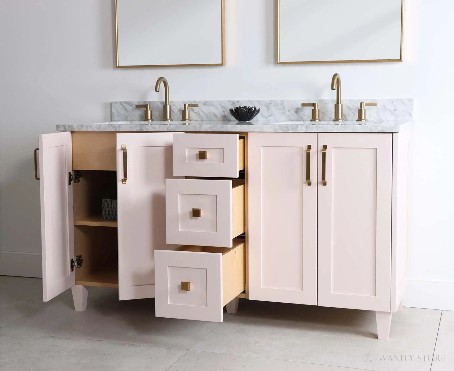 Bridgeport SLIM 60" Champagne Pink Bathroom Vanity, Double Sink Teodor Bathroom Vanity Canada