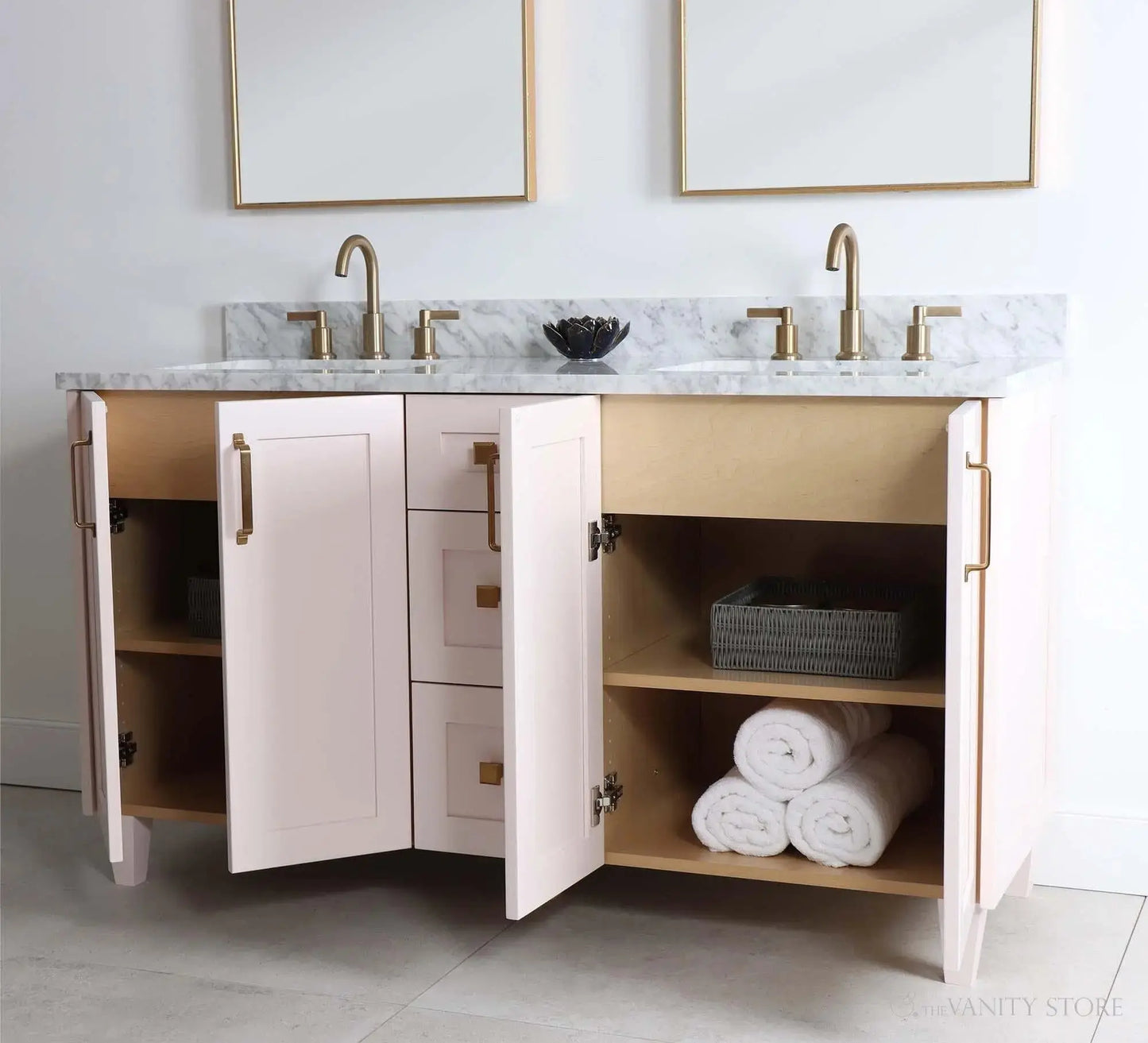 Bridgeport SLIM 60" Champagne Pink Bathroom Vanity, Double Sink Teodor Bathroom Vanity Canada