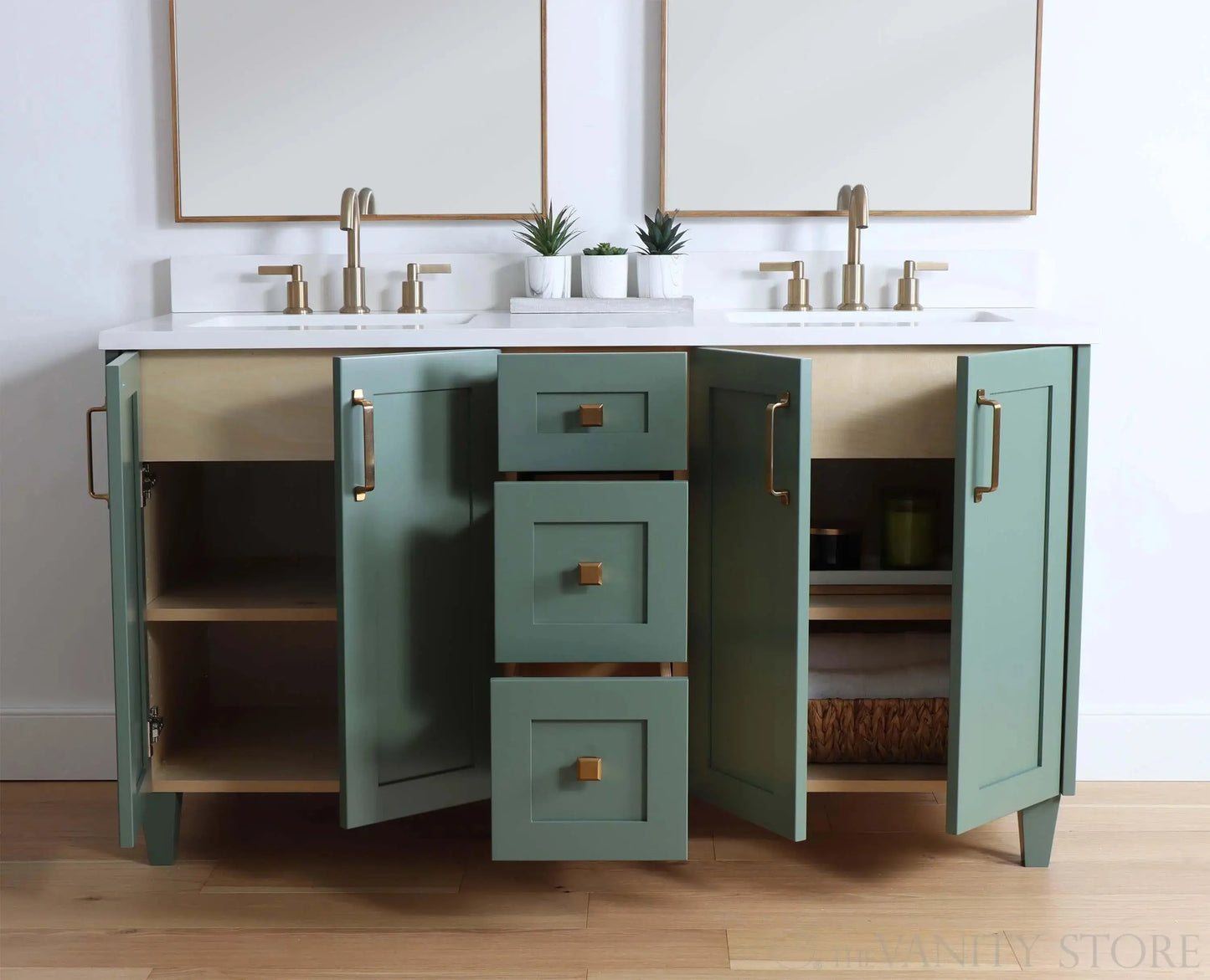 Bridgeport SLIM 60" Sage Green Bathroom Vanity, Double Sink Teodor Bathroom Vanity Canada
