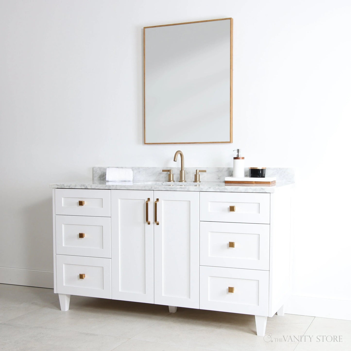 Bridgeport 60" Satin White Bathroom Vanity