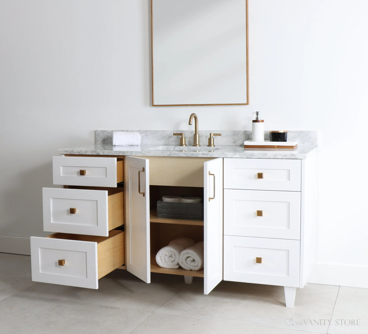 Bridgeport 60" Satin White Bathroom Vanity