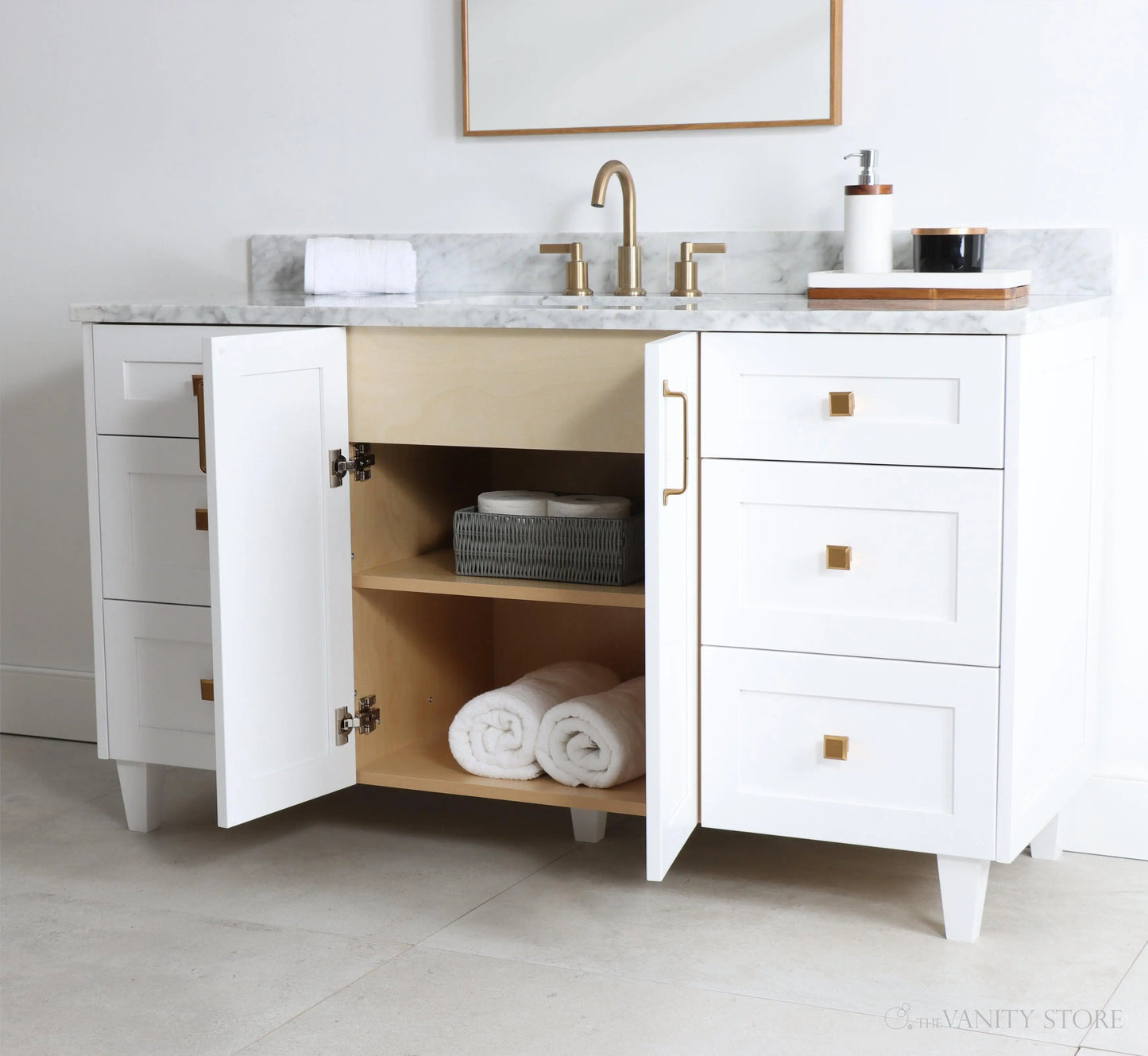 Bridgeport 60" Satin White Bathroom Vanity