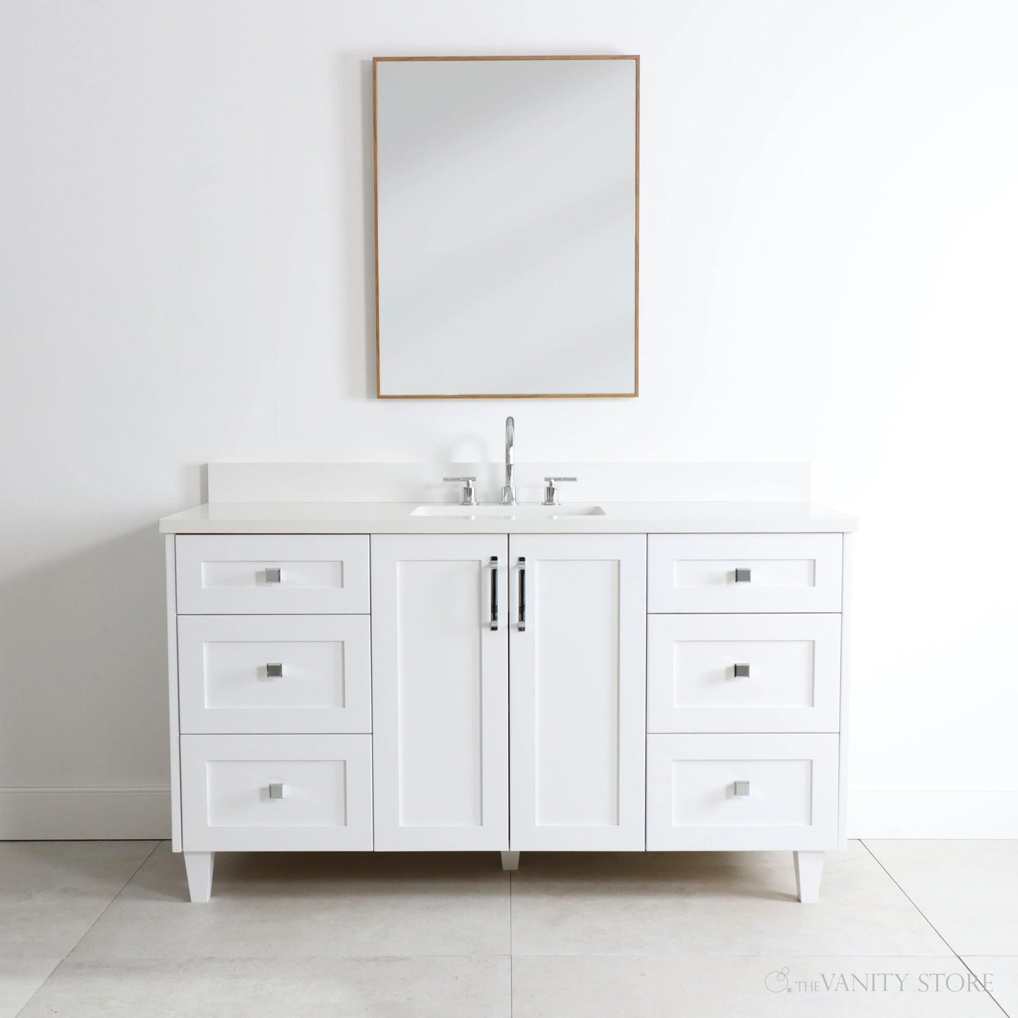 Bridgeport 60" Satin White Bathroom Vanity